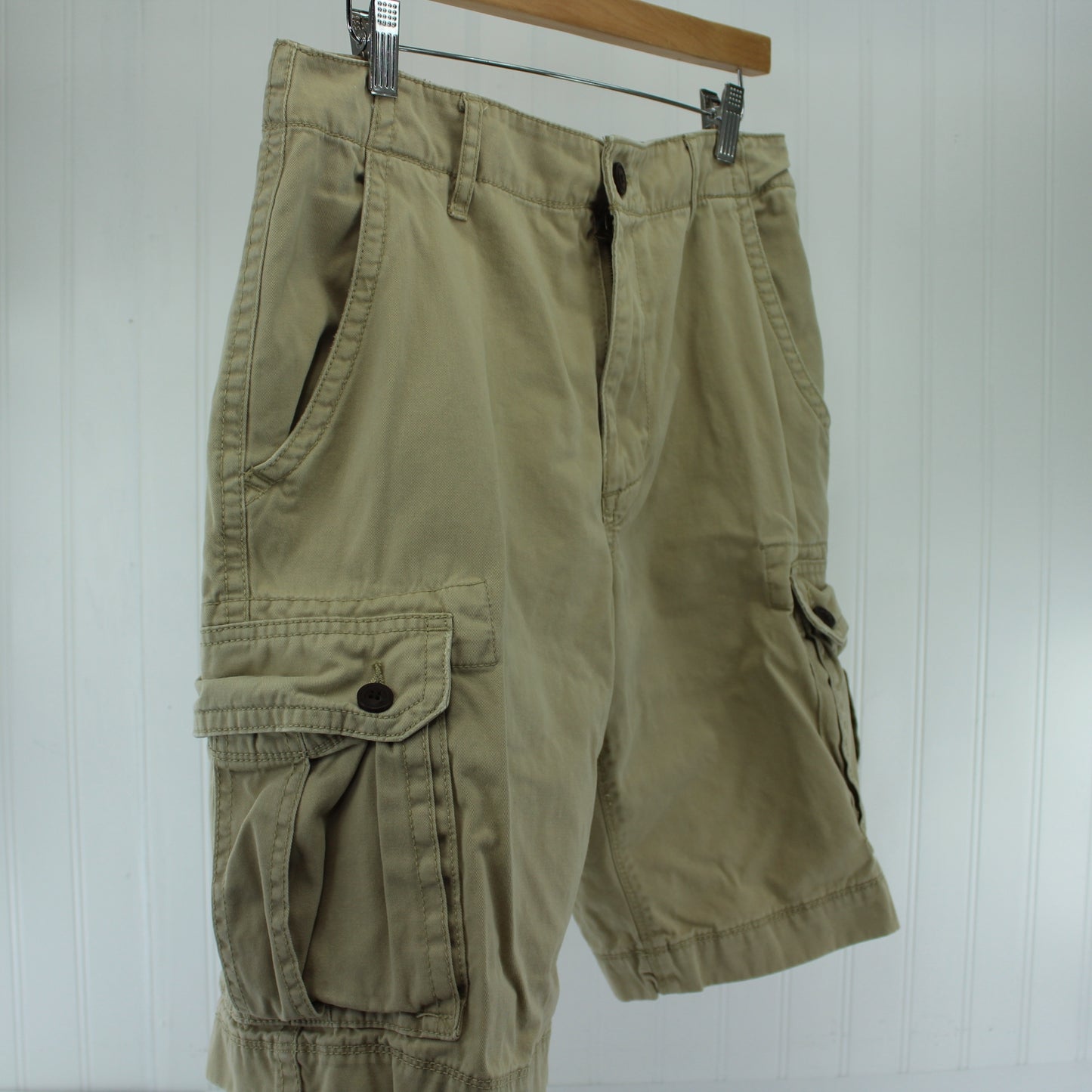 Arizona 100% Cotton Khaki Cargo Pants Size 32 Inseam 9 1/2" 6 pockets