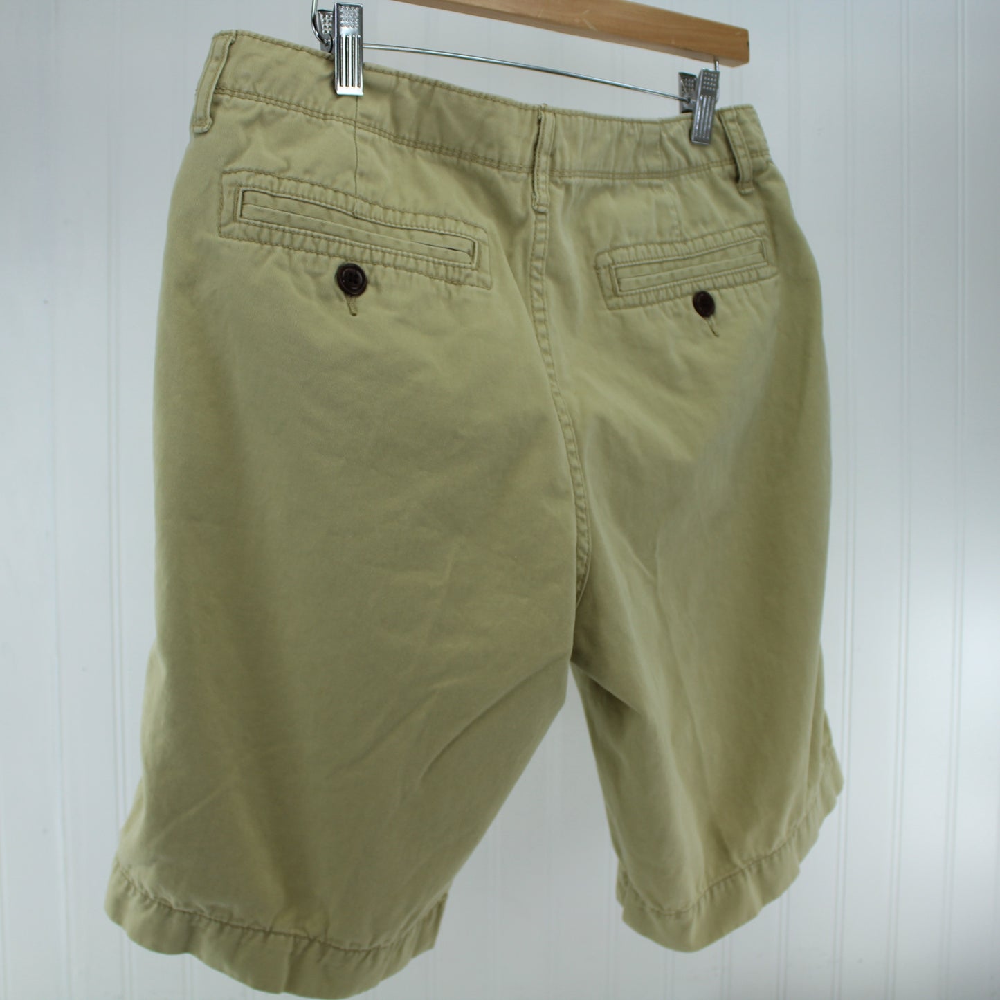 Arizona 100% Cotton Khaki Short Pants Watch Pocket Design Size 32 Inseam 9" durable heavy cotton