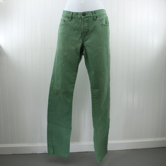 Aeropostale Bowery Vintage Slim Straight Jeans Green Cotton 98% Spandex 2% Size 32/34
