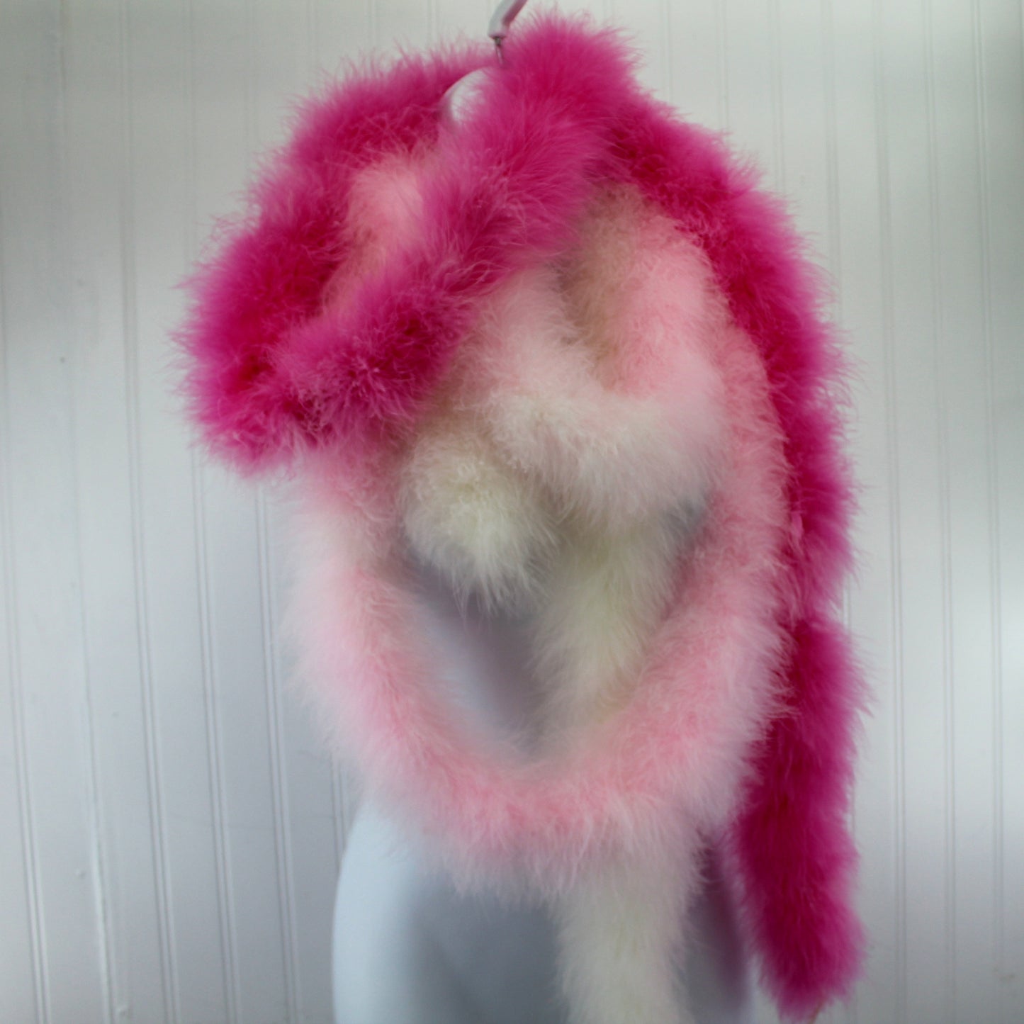 Collection 3 Fluffy Feather Boa Strands DIY Crafts Tie Flying Shades Pink White Use As Is Seperate Vintage