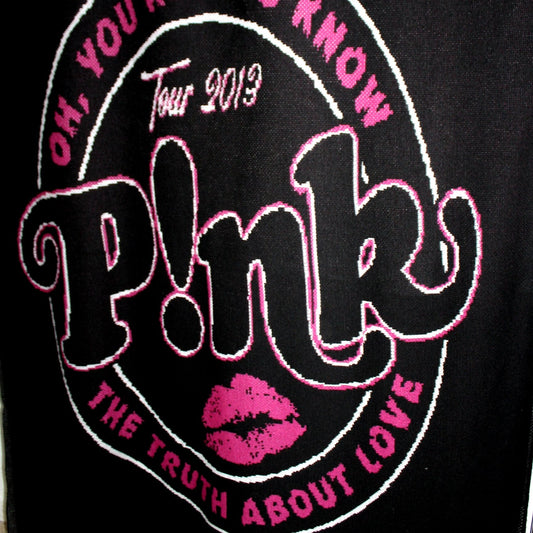 USA Acrylic Throw - "Pink" 2013 Tour ~ Black Sweater Knit - 49" X 64"