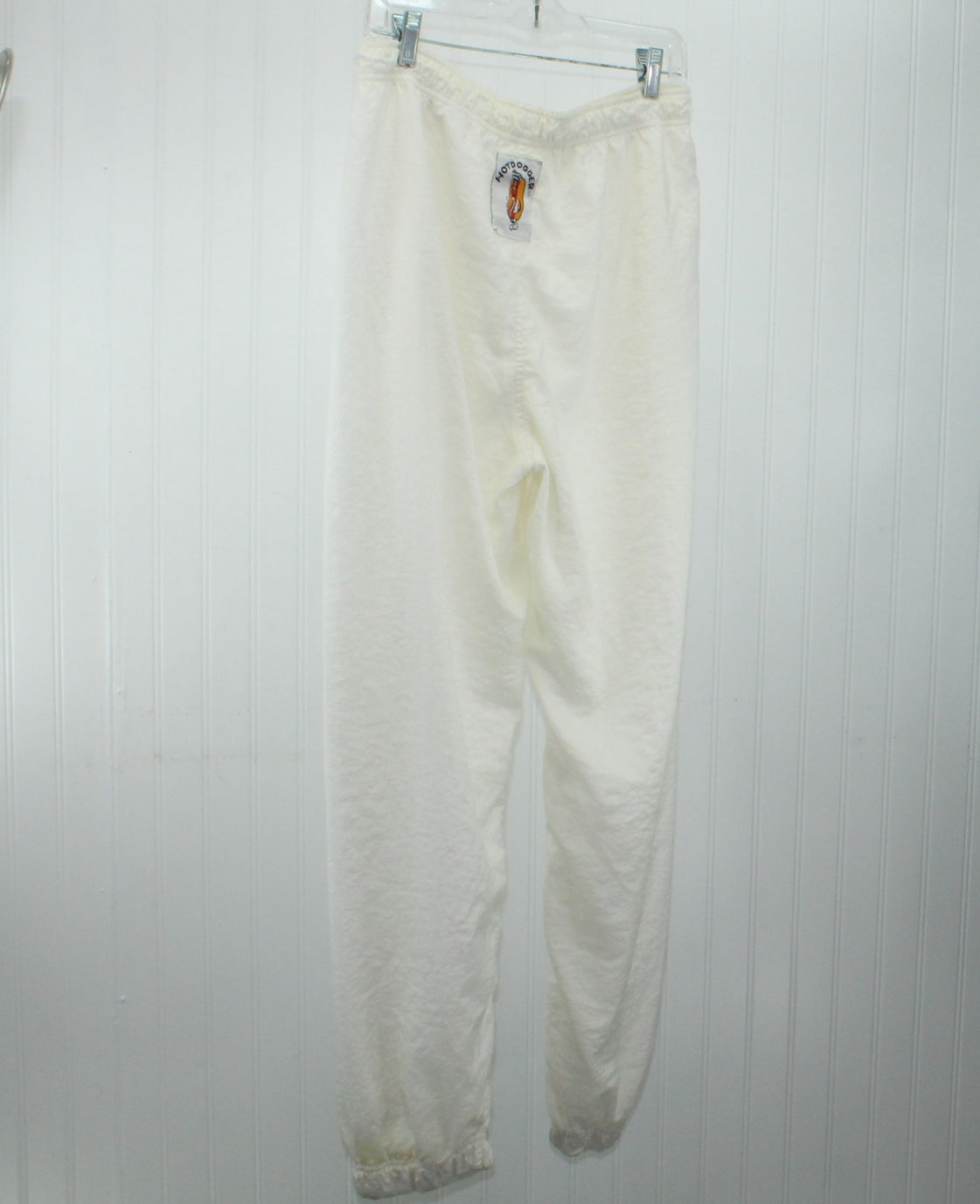 Dotdogger White Nylon Windbreaker Pants Fully Lined  2 Zip Pockets Size M col look practical wearable