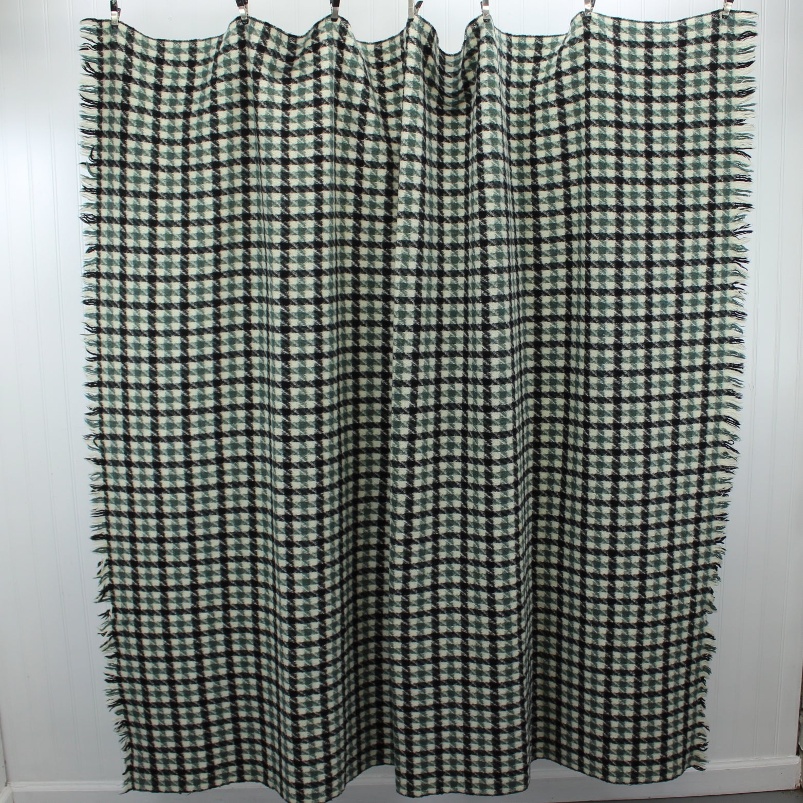 Rare Dewey's of Vermont Soft Wool Throw Handsome Teal & Black Plaid Vintage Pre 1972 full photo