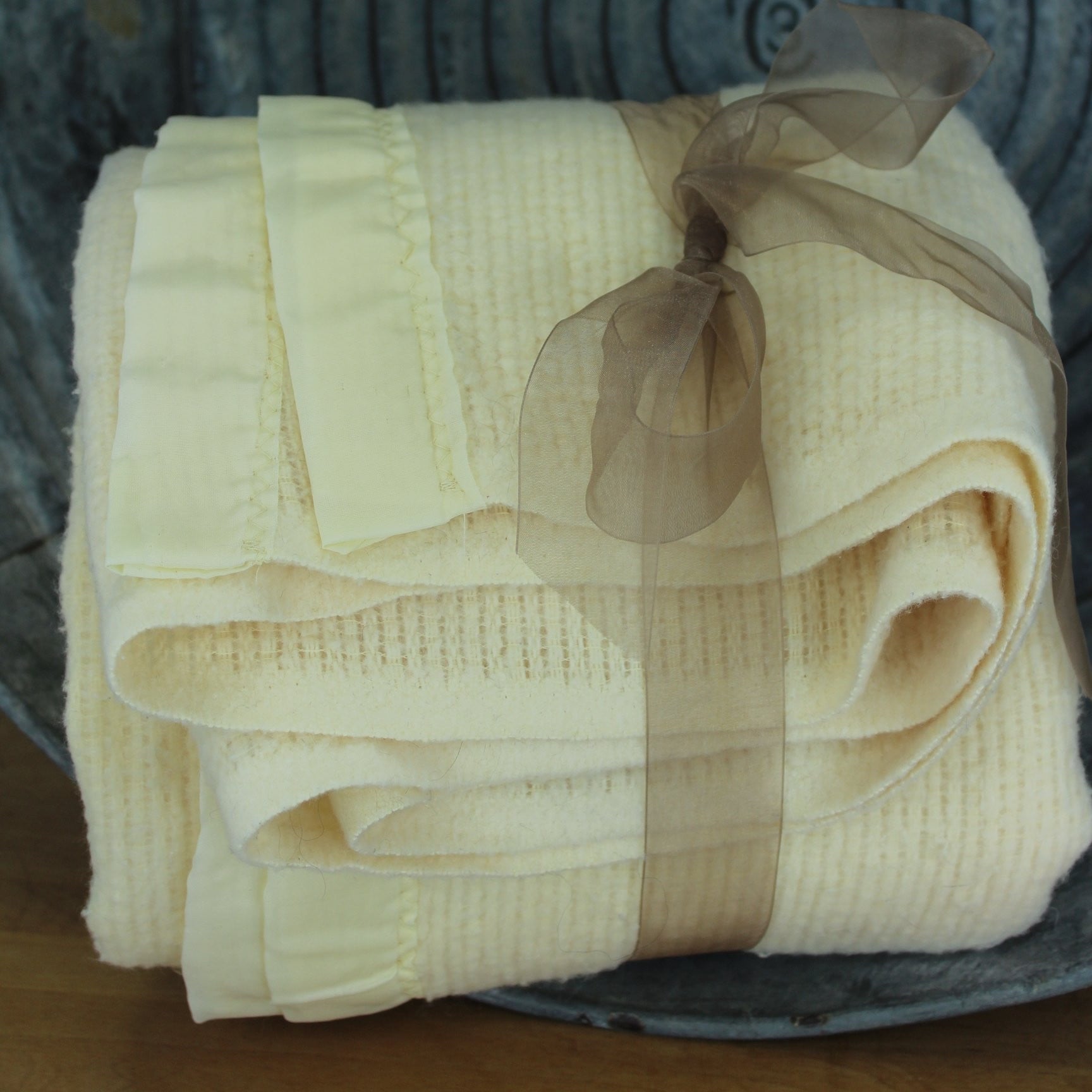 USA Thermal Acrylic Blanket - Bone Color Honeycomb Weave ~ 77" X 84"
