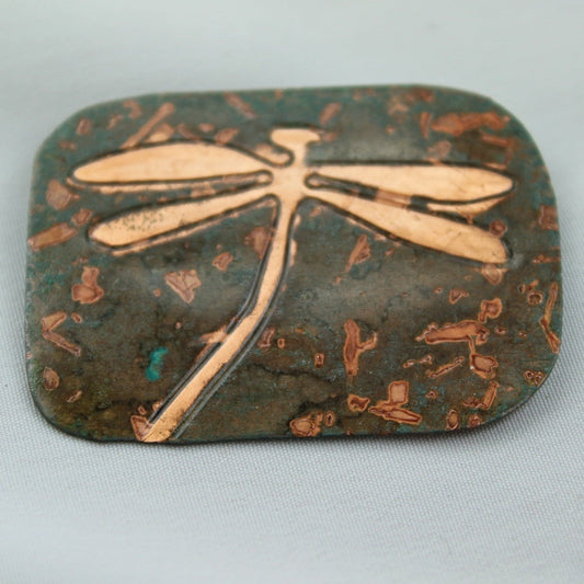 Dragonfly Copper Verdigris Pin Artisan OOAK