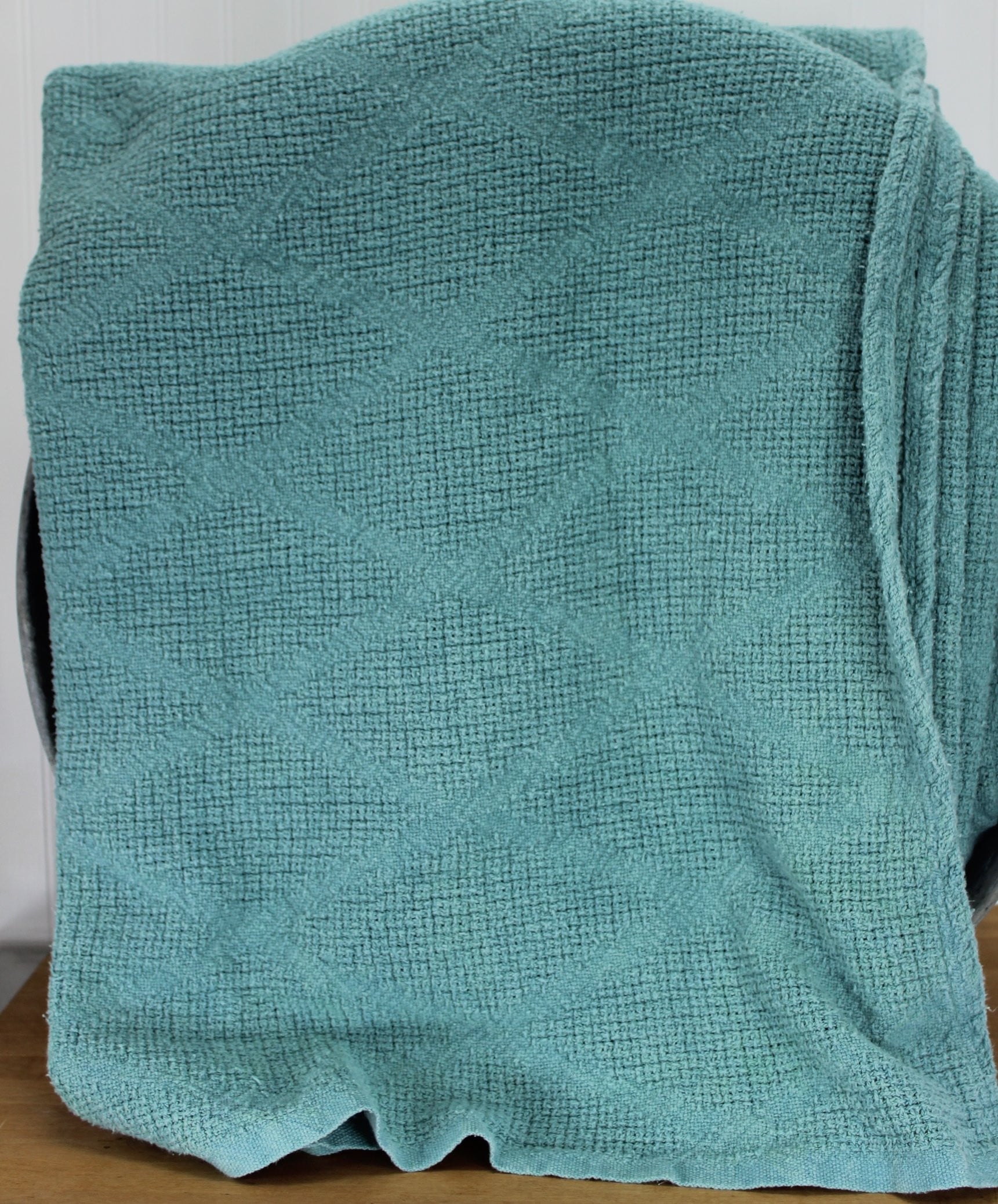 Unbranded Cotton Blanket - Sky Blue Woven Diamond Pattern ~ 70" X 94" X Long wash dry