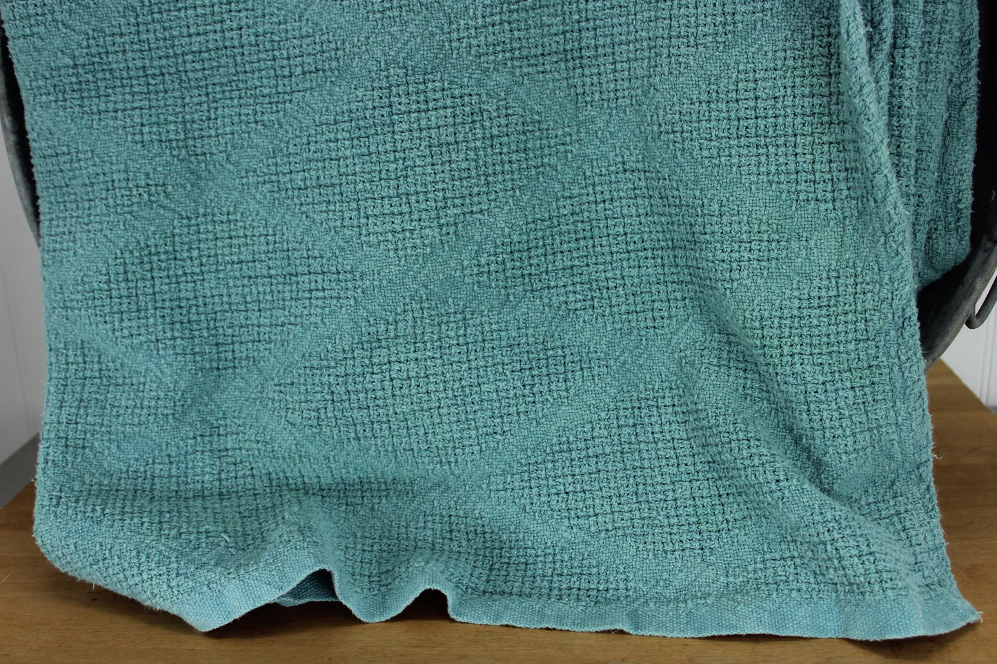Unbranded Cotton Blanket - Sky Blue Woven Diamond Pattern ~ 70" X 94" X Long heavy