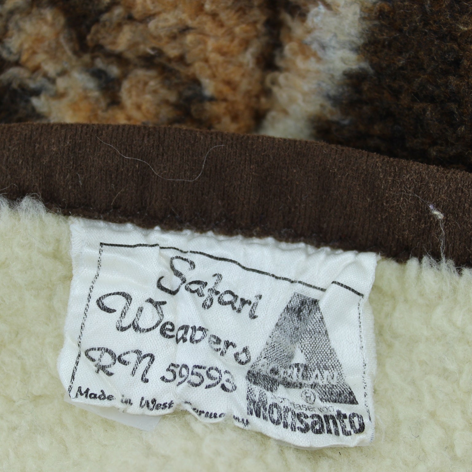Safari Weavers West Germany Blanket Walking Tiger Monsanto Acrilan Plush Large 55" X 74 orig maker tag