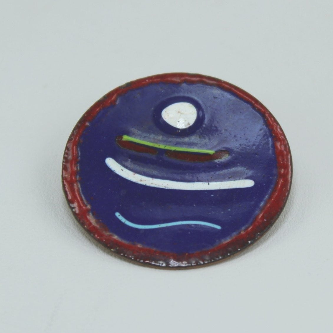 Artisan Enamel Pin Modernistic Design on Copper unusual