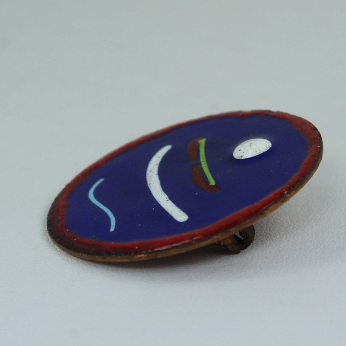 Artisan Enamel Pin Modernistic Design on Copper collectible