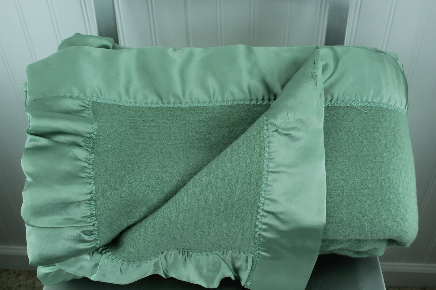 COMING HOME Wool Blanket Washable Green Wide Satin Binding machine