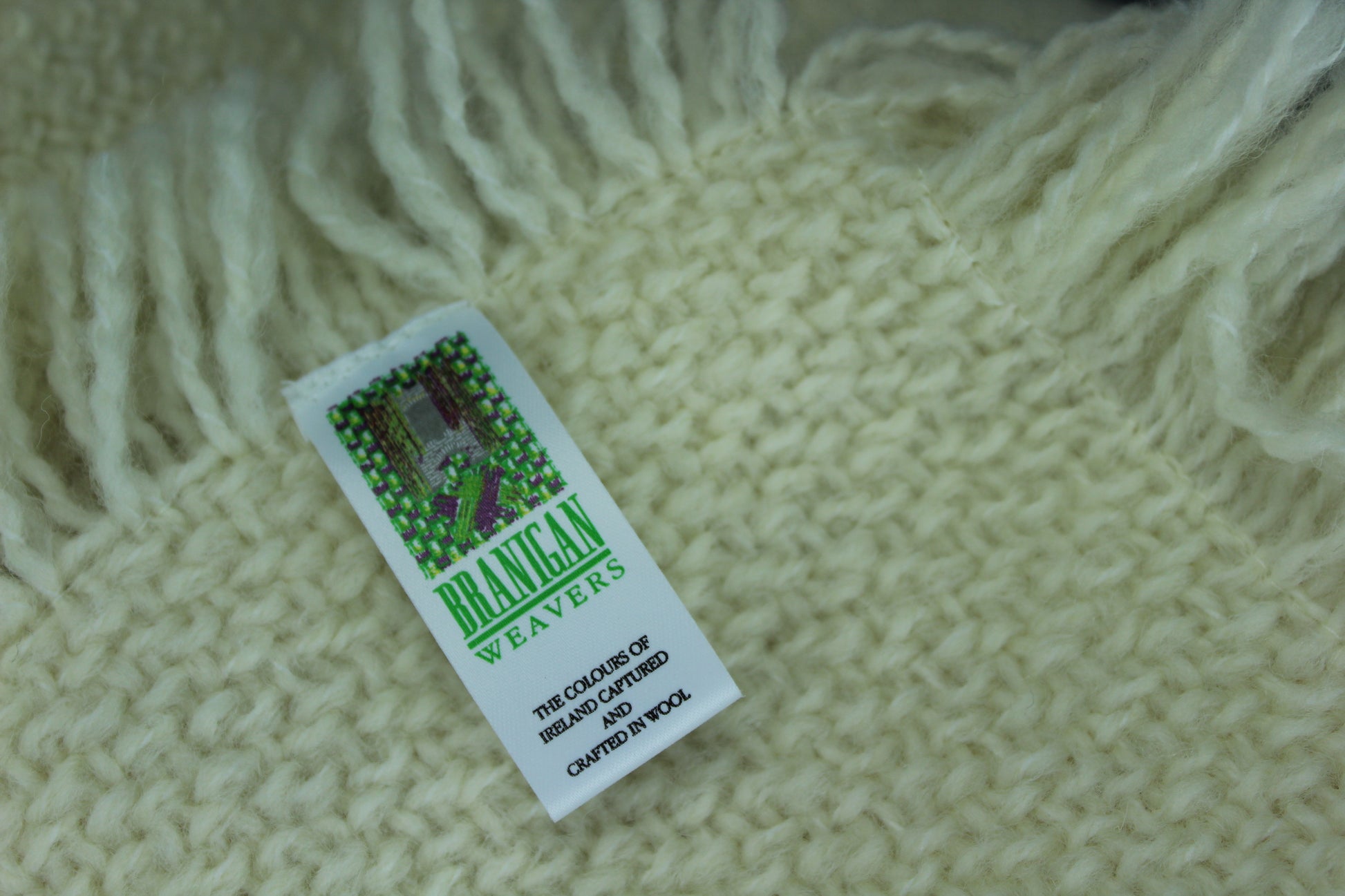 Branigan Weavers Ireland Wool Throw- Shawl Crib Blanket Lace Ribbons lap robe