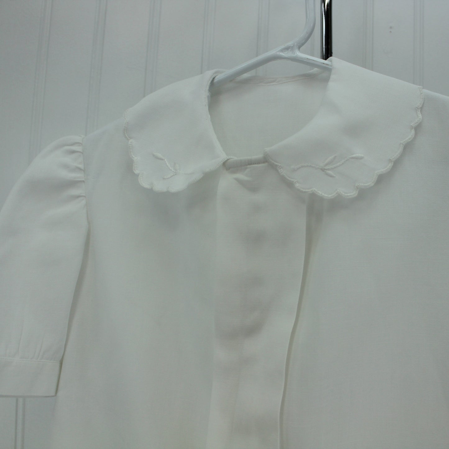 Baby Child White Linen Coat Placket Button Front Embroidered Collar christening coat