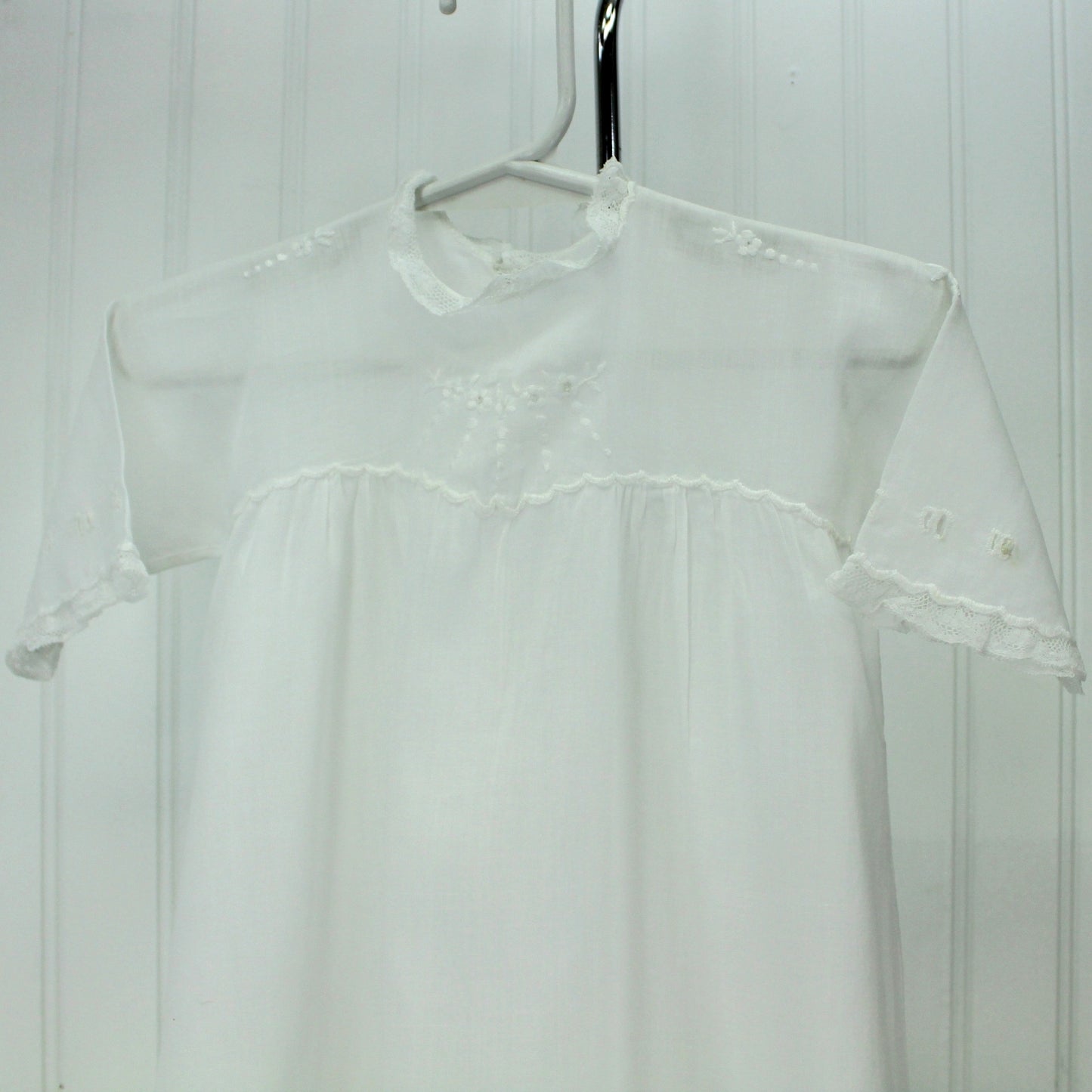 Collection 5 Pieces Infant Victorian Christening Summer Dresses Lace Embroidery Organdy Great for Large Dolls front photo lace embroidery