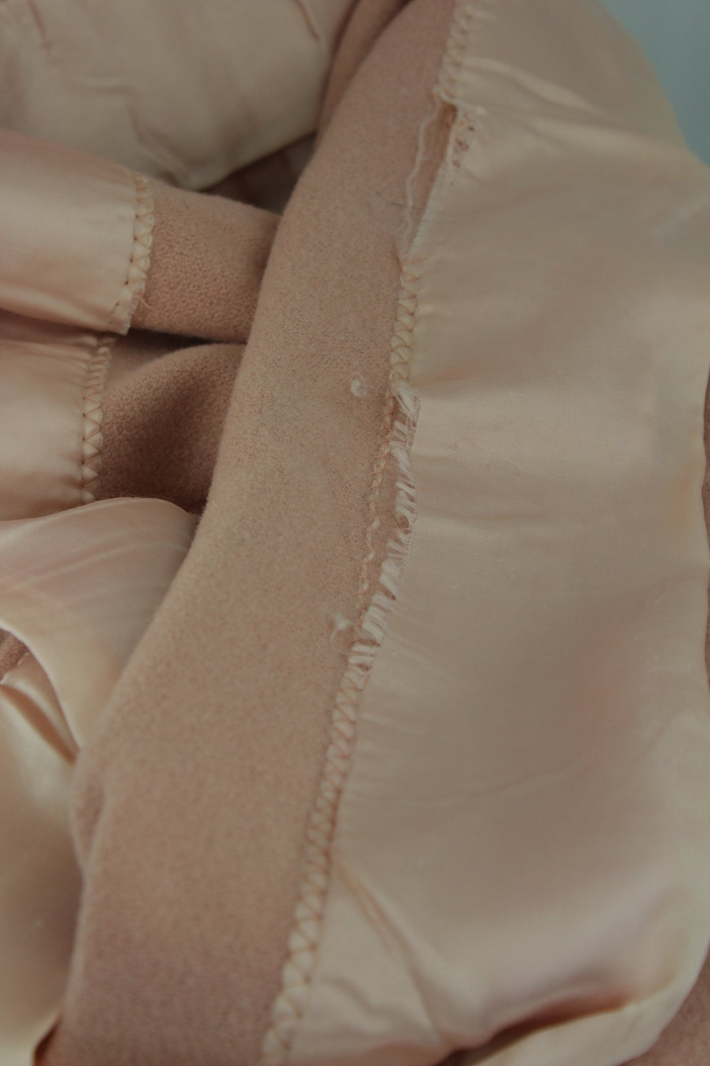 Vintage Wool Blanket Pale Rose Dense Weave Mid Century pink