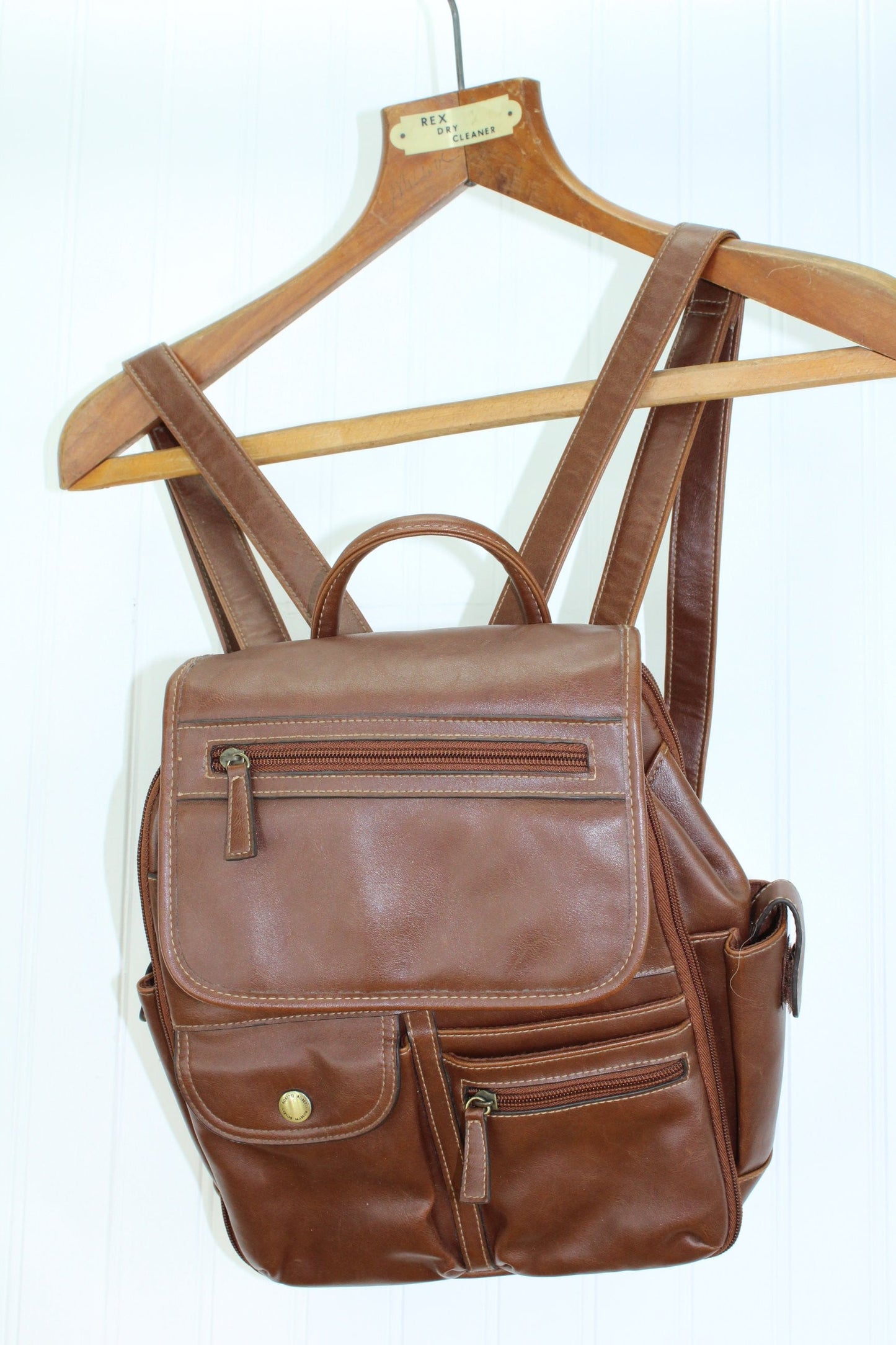 Rosetti Leather Backpack - Brown Double Strap - Compartments Galore