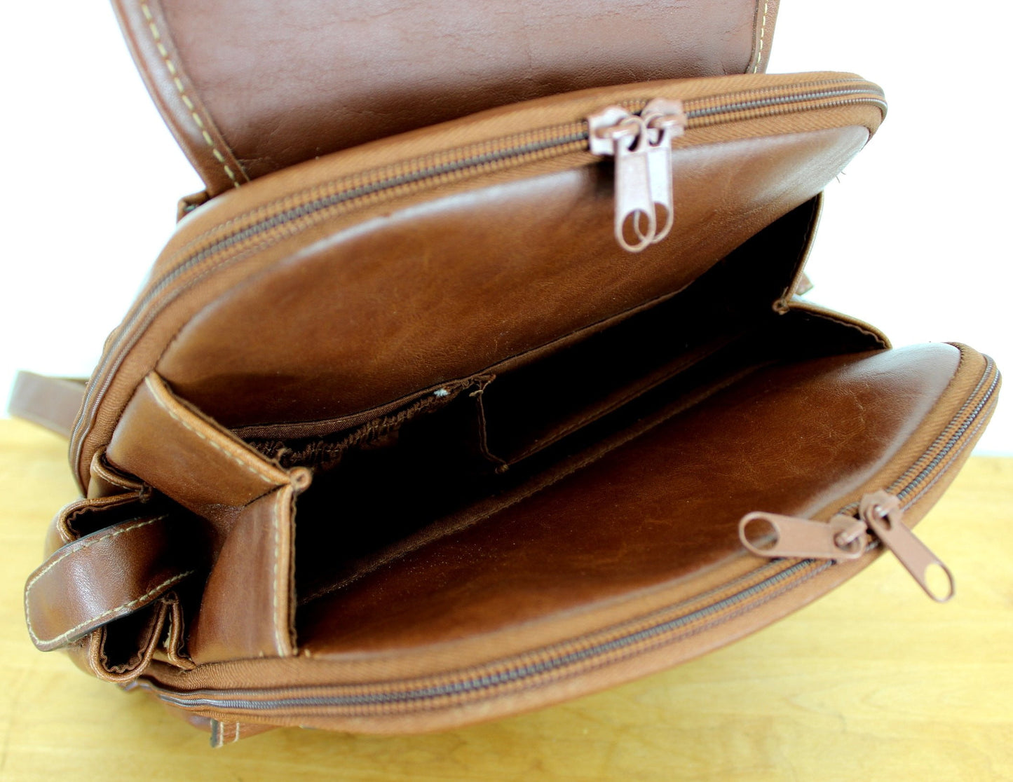 Rosetti Leather Backpack - Brown Double Strap - Compartments Galore estate item