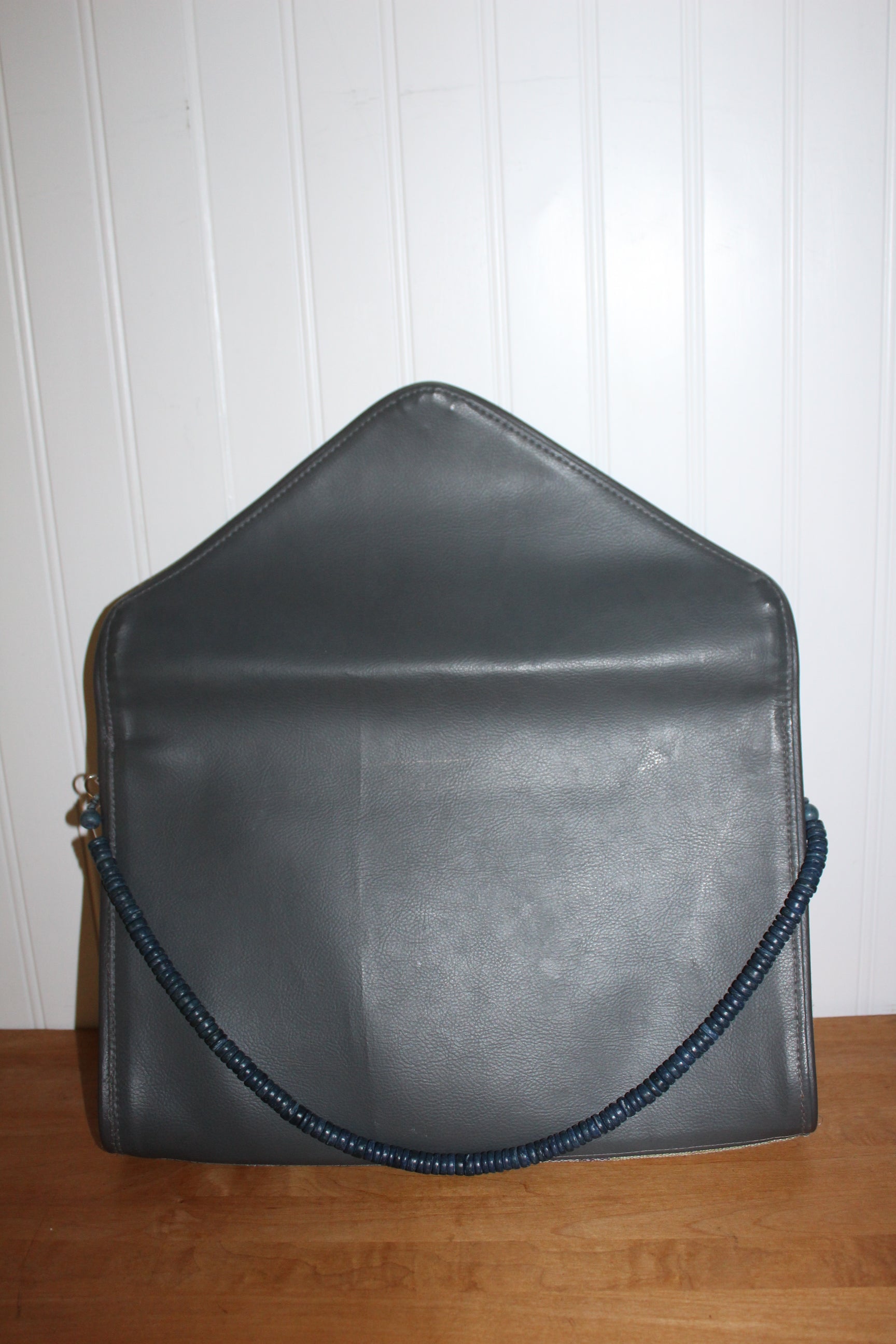 Unused Envelope Handbag - Heavy Woven Ombre Fabric Smoke Blues Purples Beige removable strap