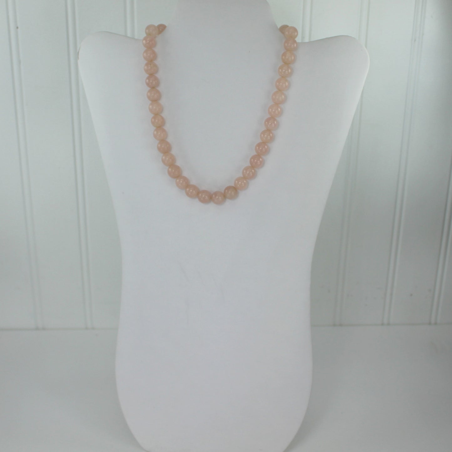 Lovely Natural Rose Quartz Necklace Egypt Round Luminous Pink Perfectly Matching Beads