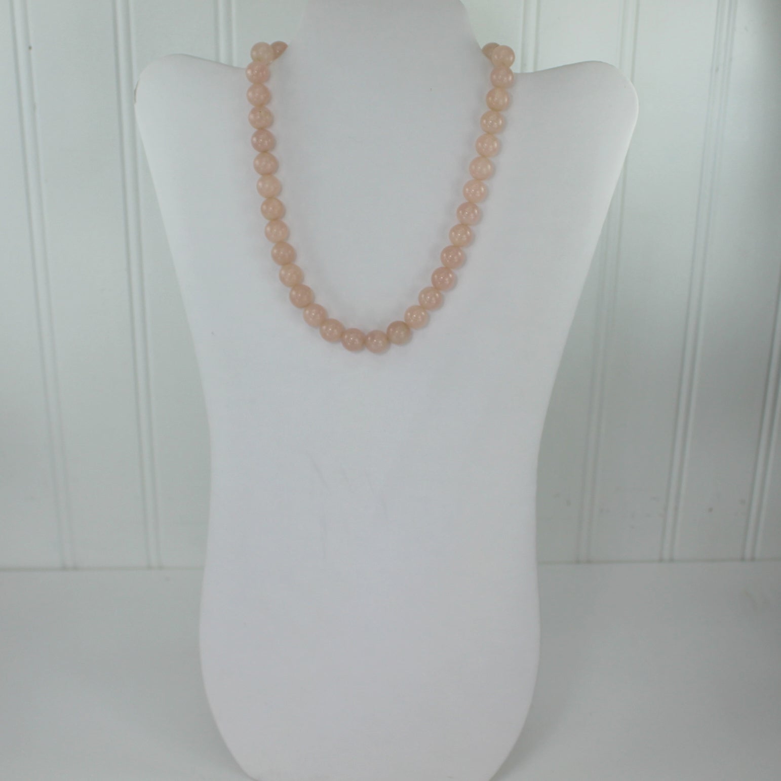 Lovely Natural Rose Quartz Necklace Egypt Round Luminous Pink Perfectly Matching Beads