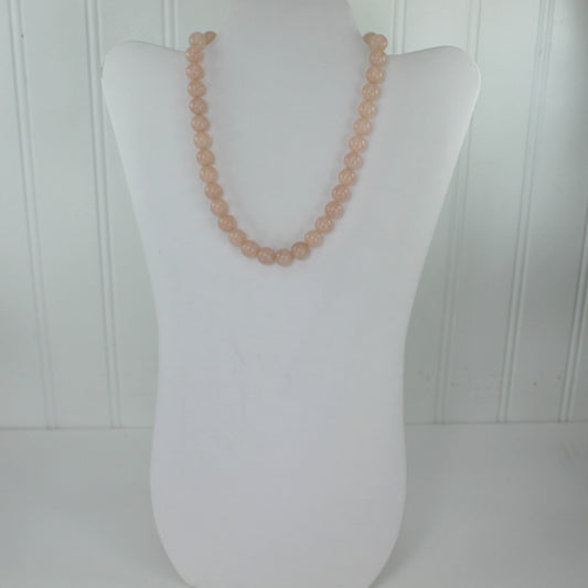Lovely Natural Rose Quartz Necklace Egypt Round Luminous Pink Perfectly Matching Beads