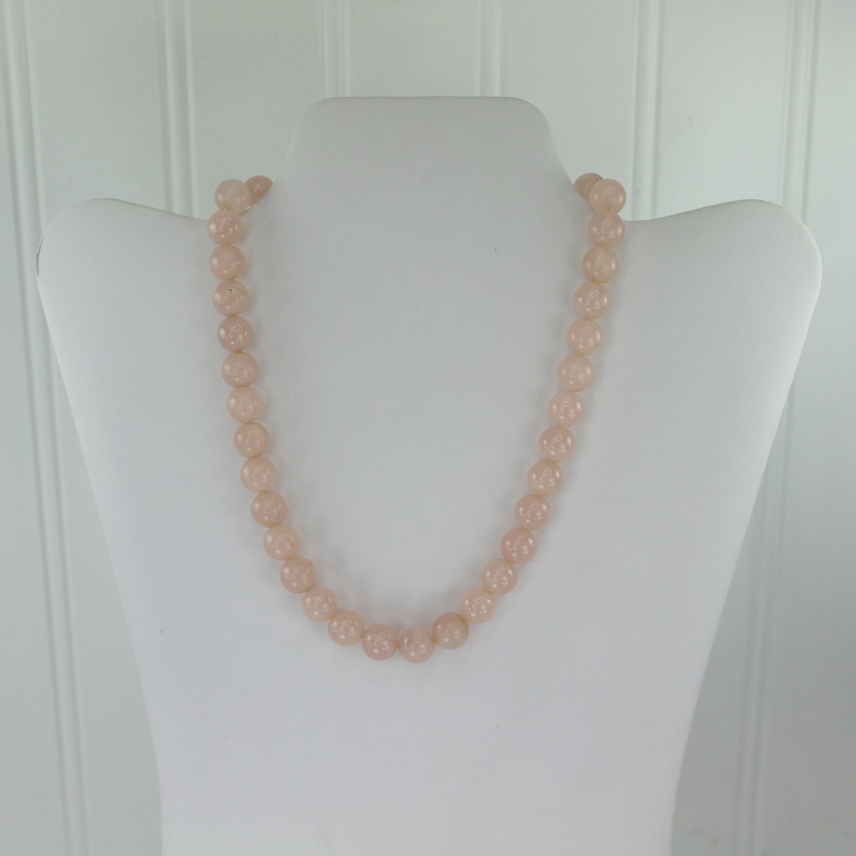 Lovely Natural Rose Quartz Necklace Egypt Round Luminous Pink Perfectly Matching Beads 16" size perfect choker 