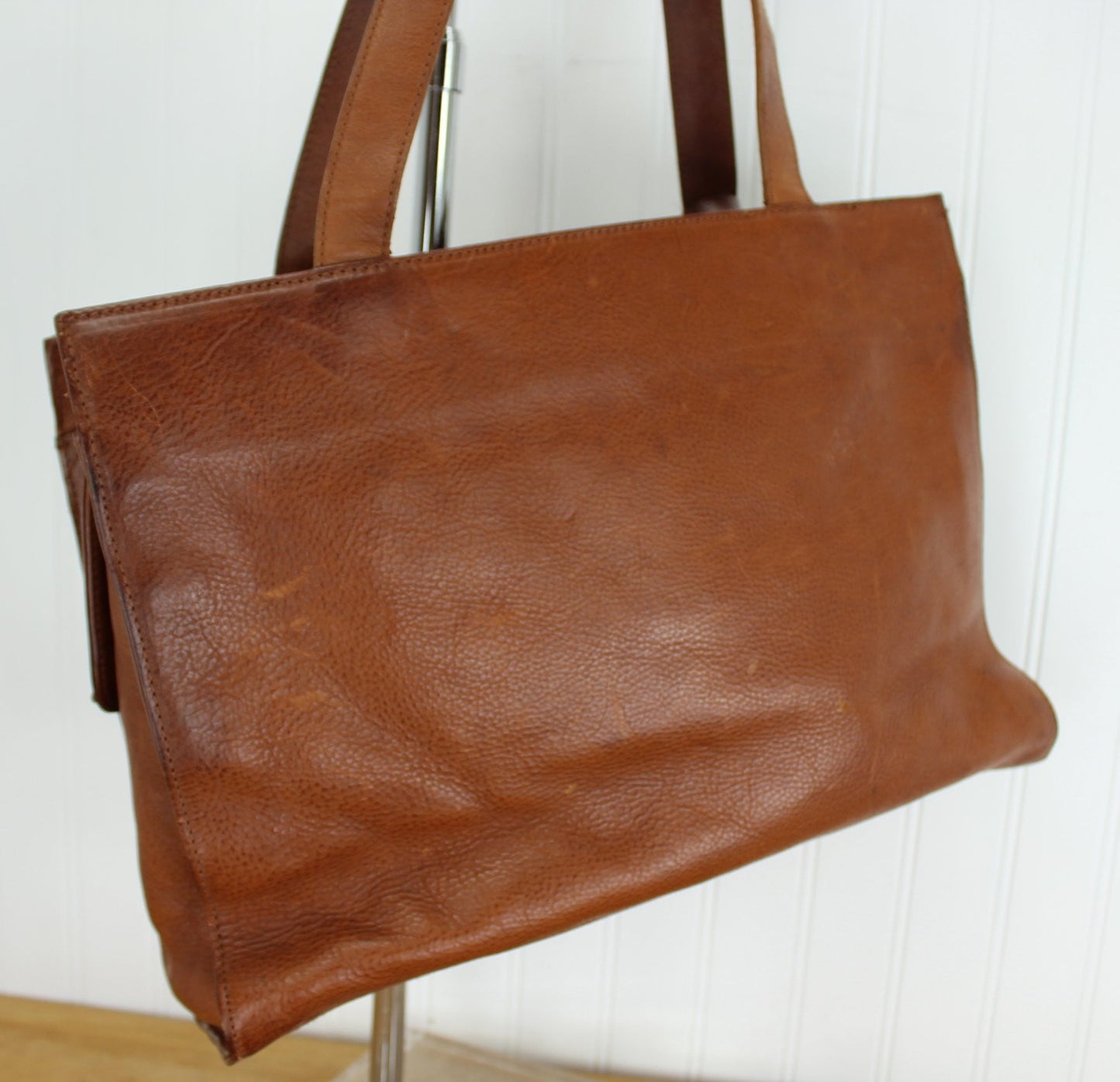 Talbot Leather Shoulder Bag - Envelope Career Briefcase Style - Supple Brown sleek shape