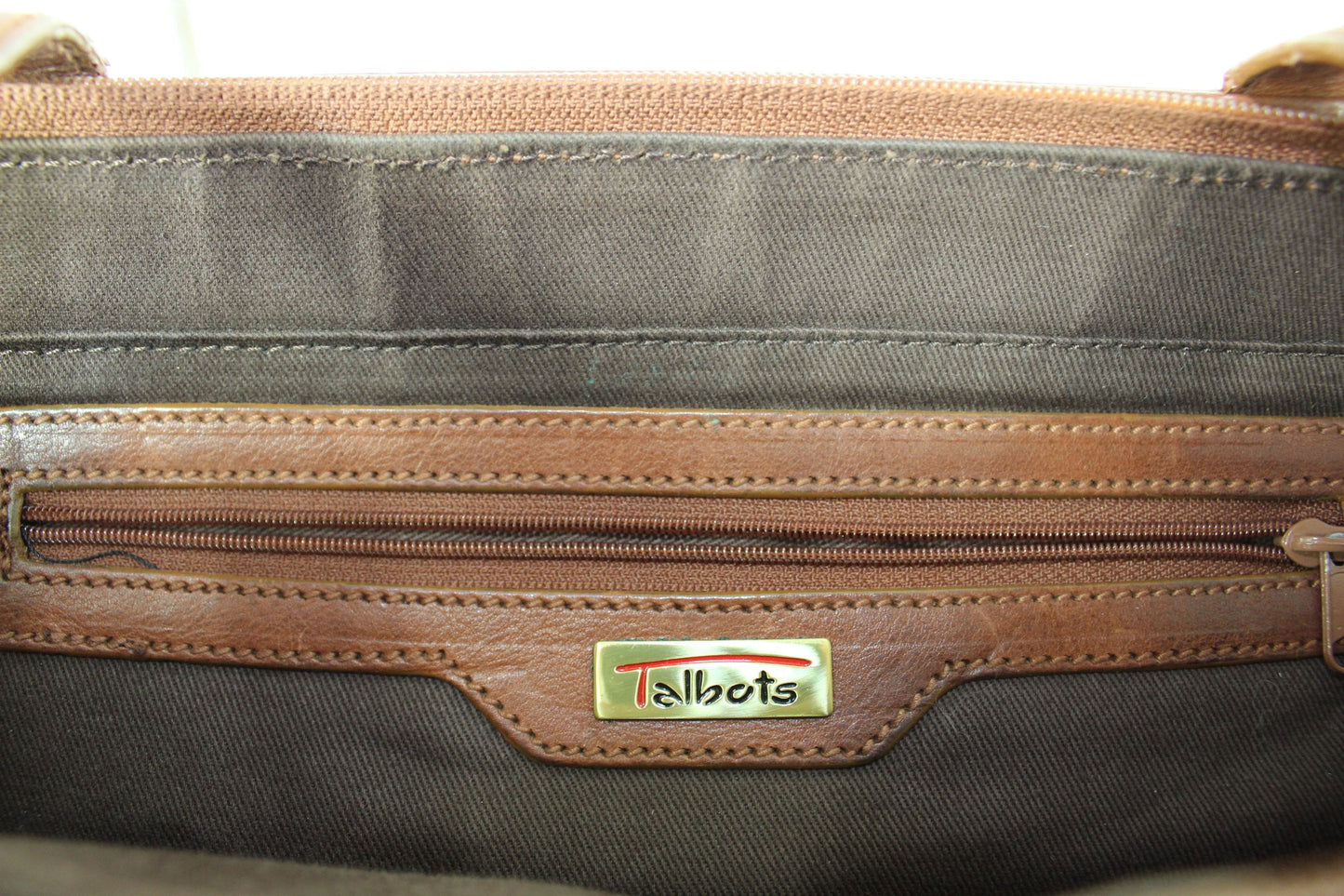 Talbot Leather Shoulder Bag - Envelope Career Briefcase Style - Supple Brown brown twill interior