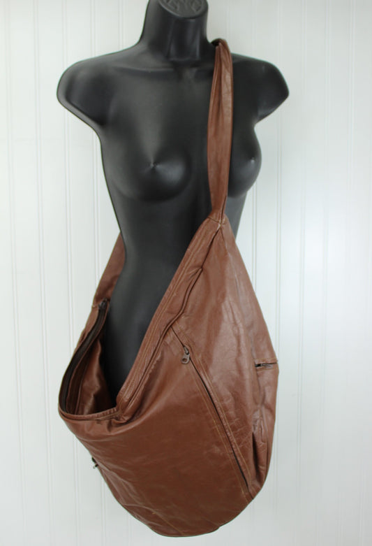 Flores Bags Leather Sling Shoulder Tote Carryall Bag - Tie Shoulder Handle - Extra Large 
