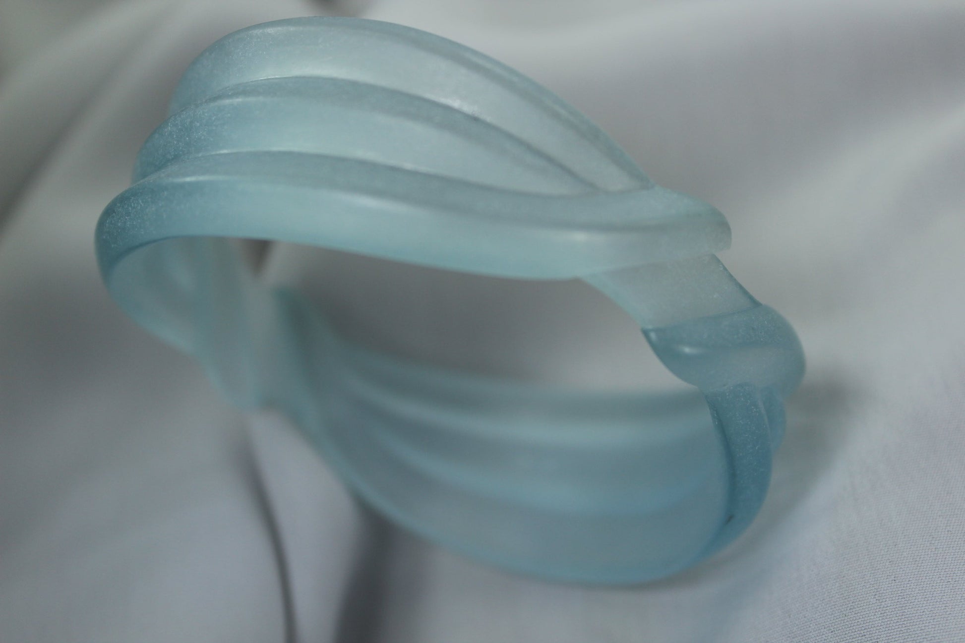 Baby Blue Bracelet Carved Frosted Ribbon Design Vintage Bangle composite