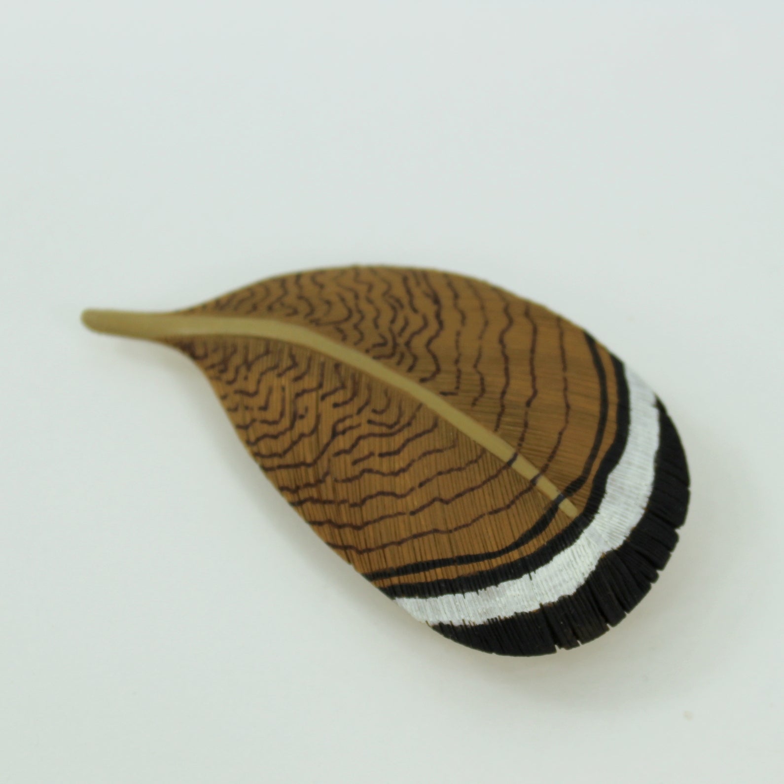 Wm Schermerhorn Wood Feather Pin Carved Painted Wood Duck Rochelle Ill & Okeechobee Fl Carver lightweight wood well detailed