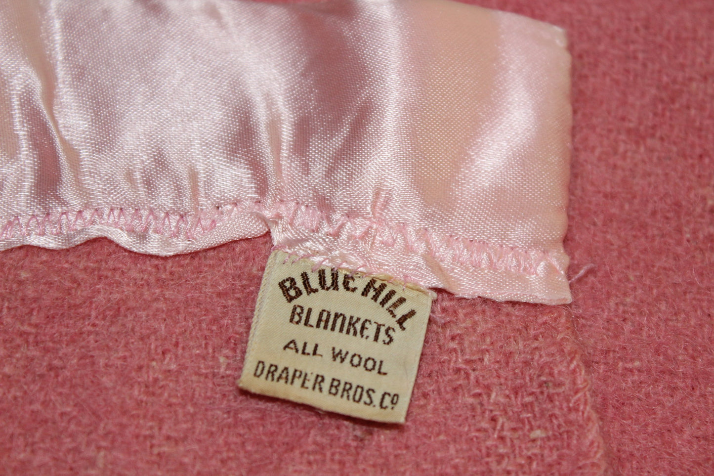 Blue Hill Wool Blanket Draper Bros Vintage Rose Pink 66" X 80" All Season special