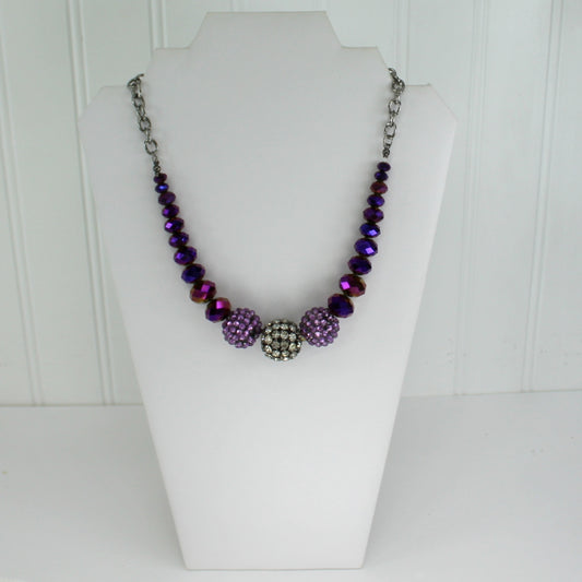 Designed signed Necklace Amethyst Crystal & Iridescent Cut Beads Alive with Sparkle