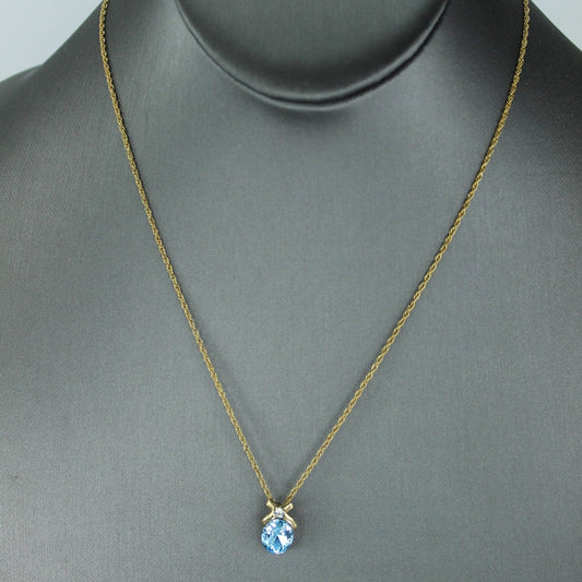 Vintage Austrian Crystal Necklace Faceted Brilliant Blue