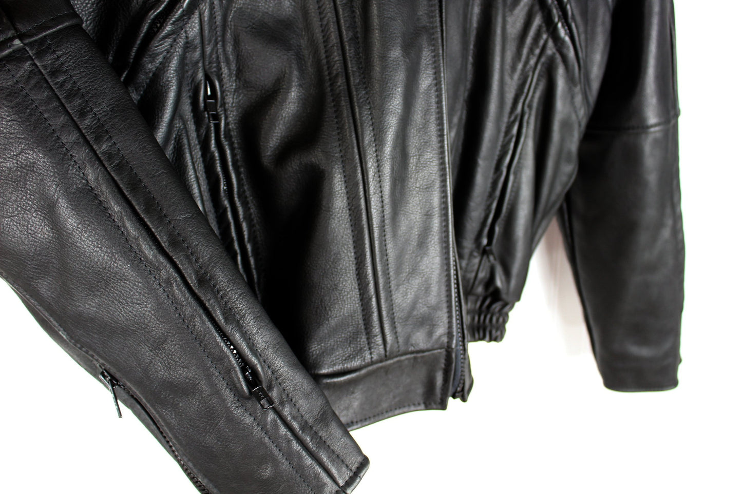 Protech USA Performance Leather Black Motorcycle Jacket M Vintage - Thinsulate Lining  great detail