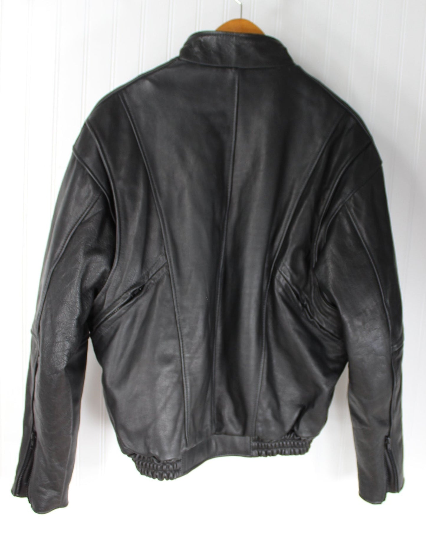 Protech USA Performance Leather Black Motorcycle Jacket M Vintage - Thinsulate Lining  many zippers