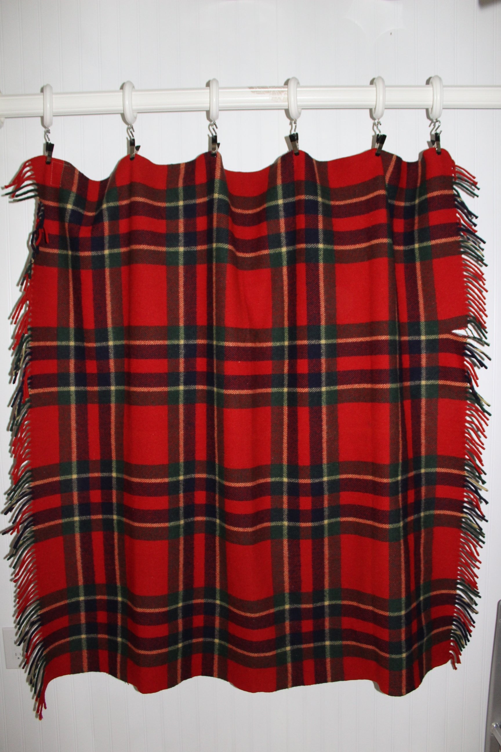 Vintage TROY ROBE Wool Red Tartan Plaid Lap Stadium Blanket 54x54” newest