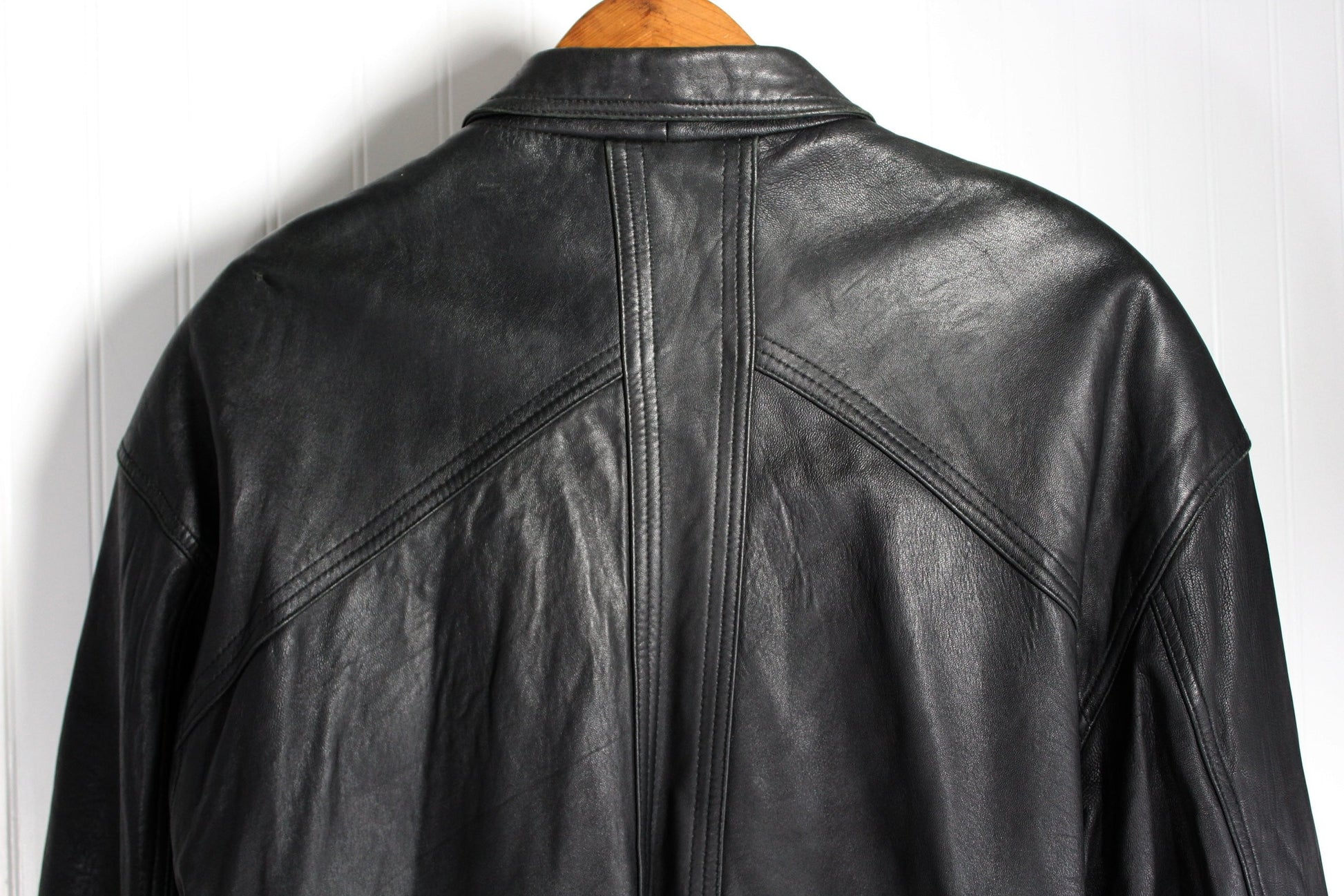 Ottimo Leather Black Bomber Jacket L Vintage - Soft Supple Warm large pockets