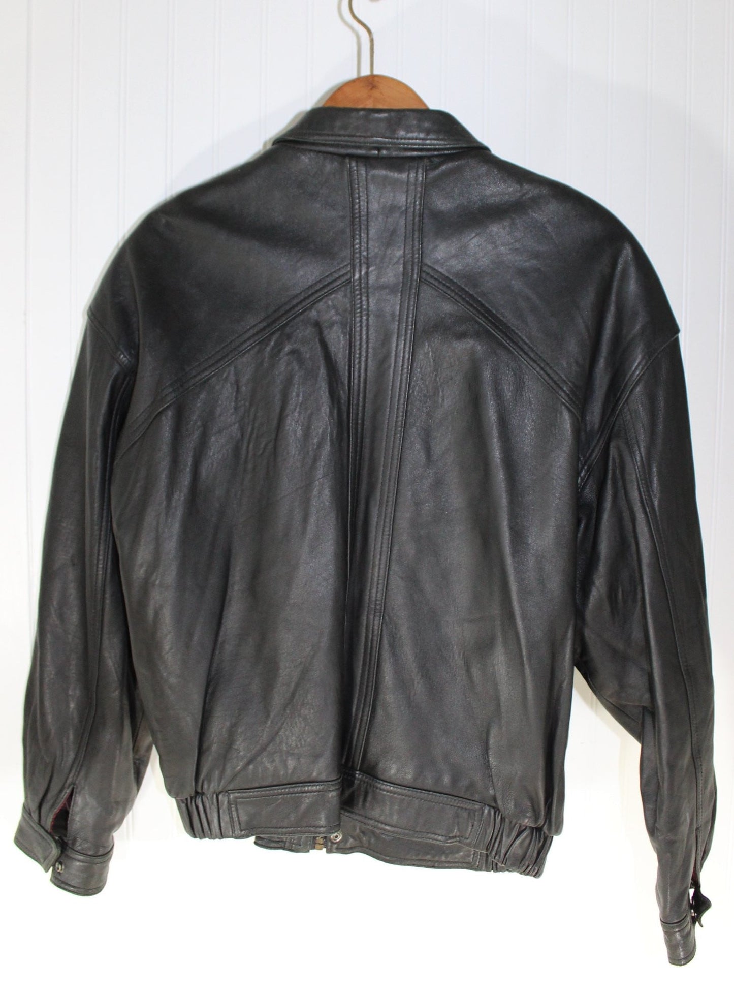 Ottimo Leather Black Bomber Jacket L Vintage - Soft Supple Warm handsome coat