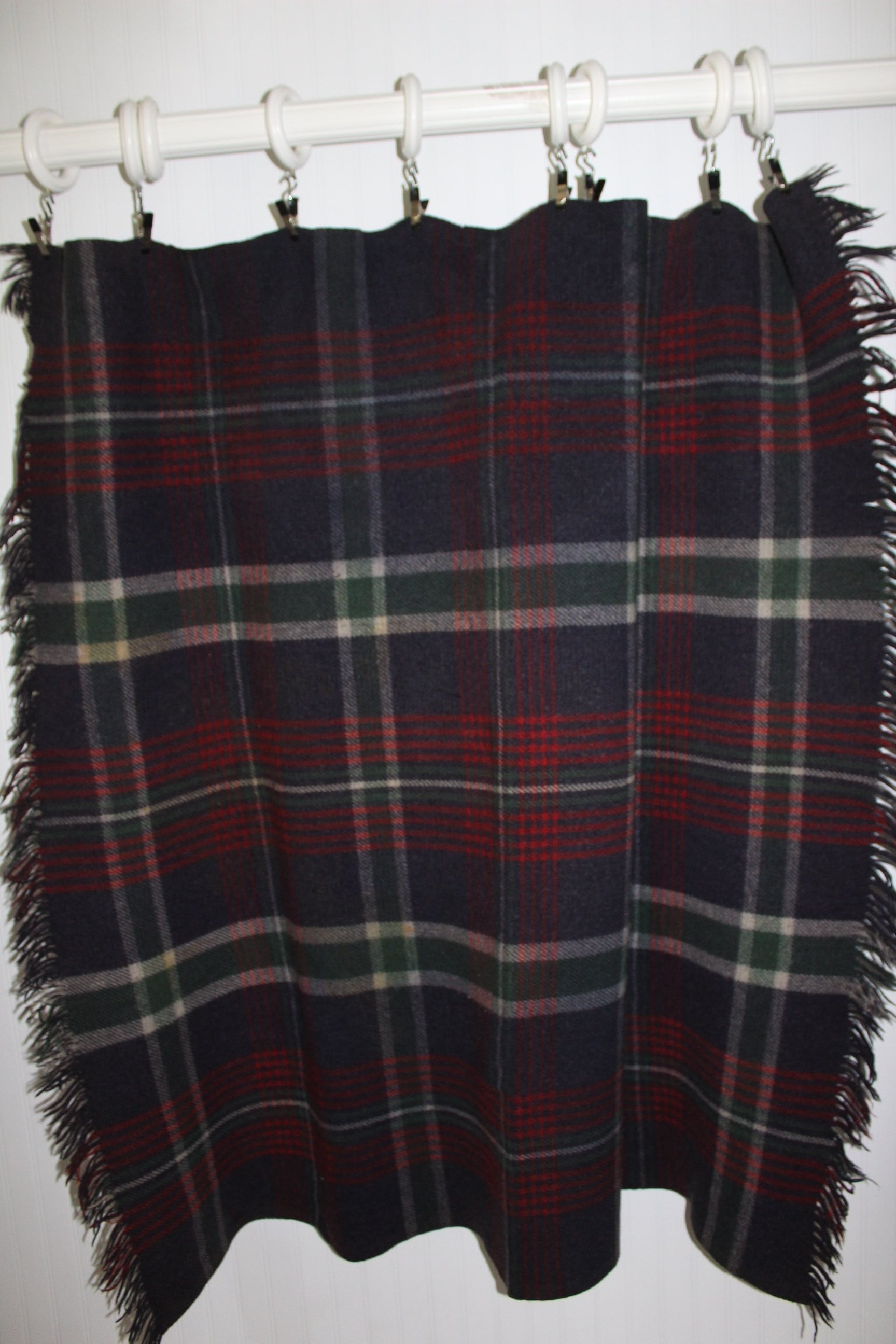 Blanket Vintage Throw Navy Red Plaid Reversible Special Price sale