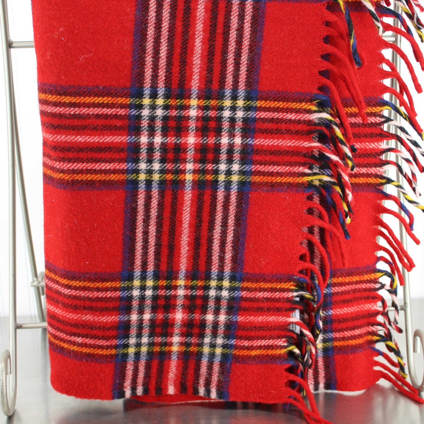 Faribo Classic Wool Throw Blanket Red Plaid - 54" by 50" USA fringe on sides design
