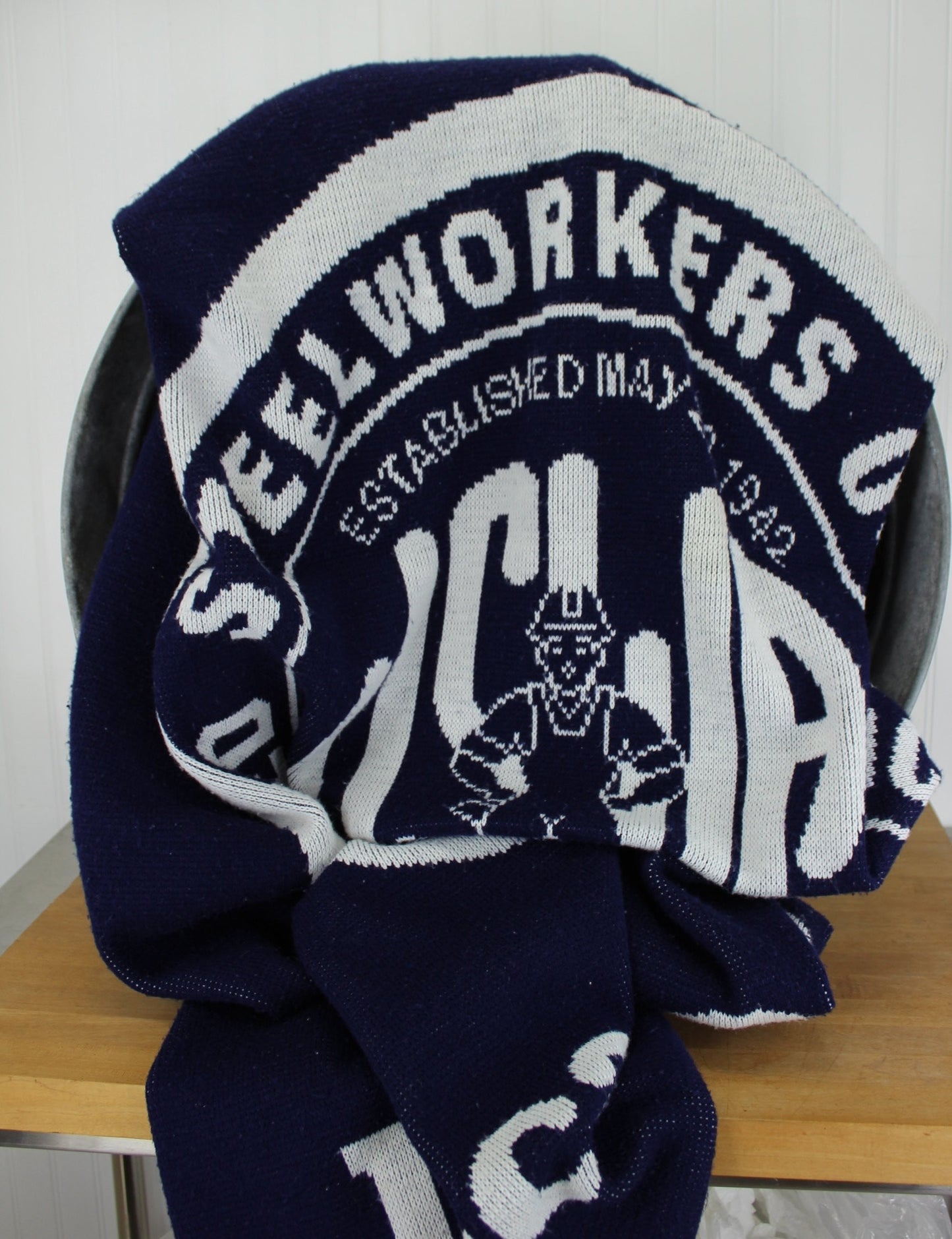 Logo Knits Vintage USW United Steelworkers Blanket - Local 12000  afl cio