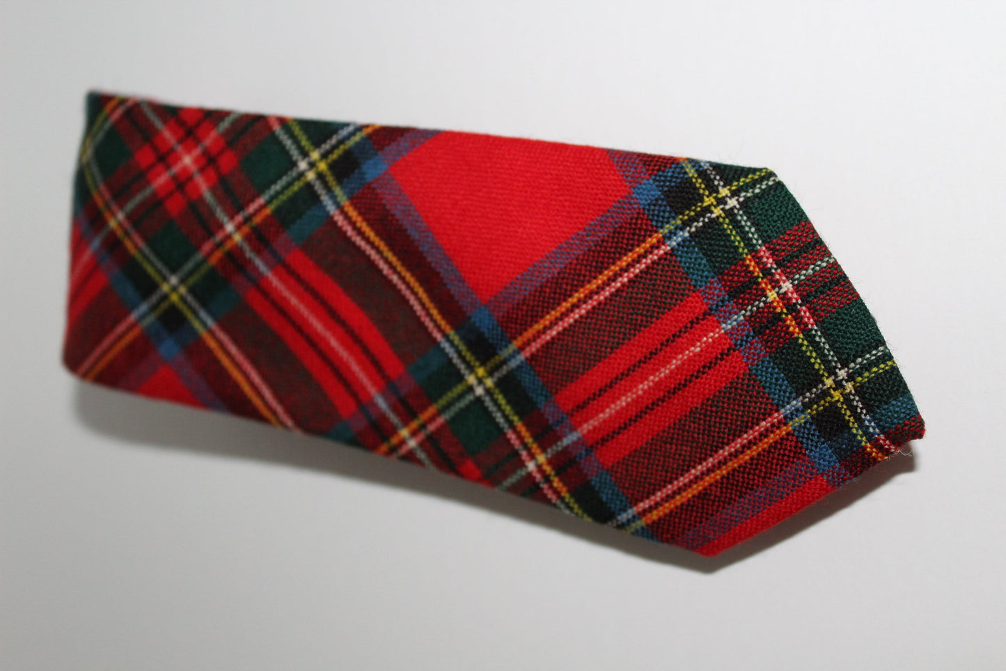 Vintage Wool Necktie Royal Stewart Red Plaid Tartan Scotland estate