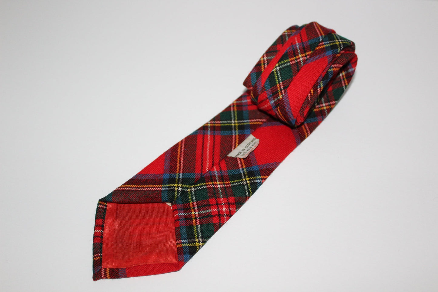 Vintage Wool Necktie Royal Stewart Red Plaid Tartan Scotland all wool