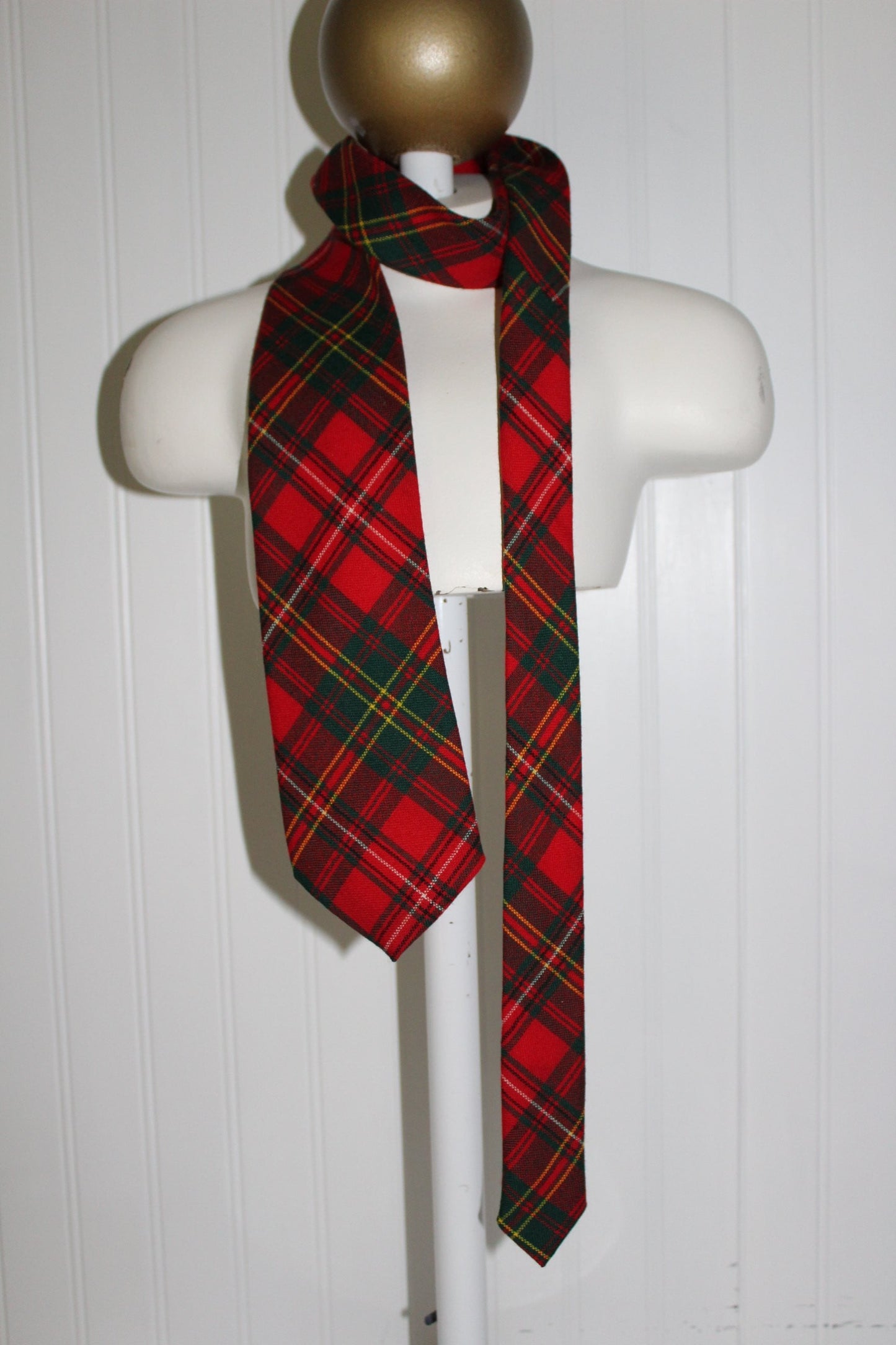 Vintage Wool Necktie HAY Red Plaid Tartan Scotland