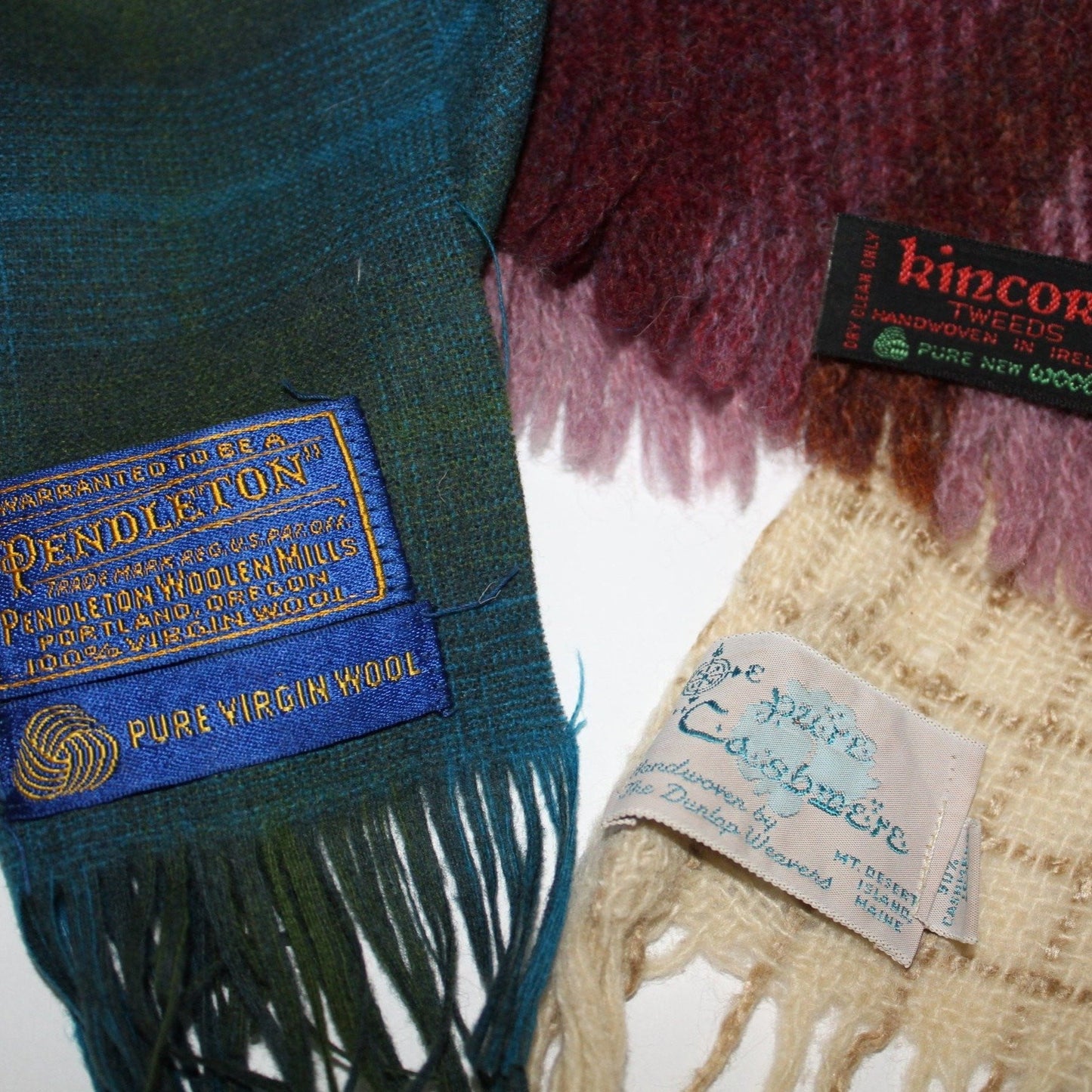 Lot 3 Scarves Wool DIY Craft Pendleton Dunlop Cashmere Kincora Ireland