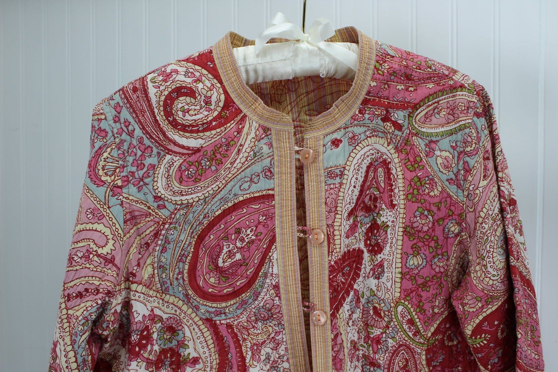 Reversible Quilted Jacket Vera Style Paisley Rose Pink Cream all season