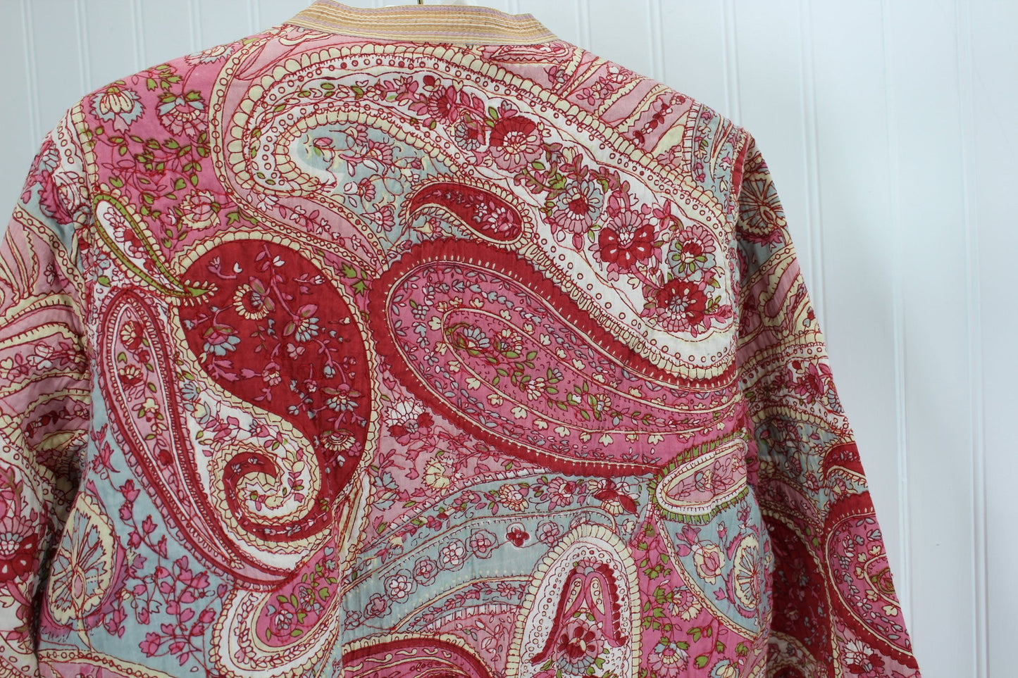 Reversible Quilted Jacket Vera Style Paisley Rose Pink Cream white
