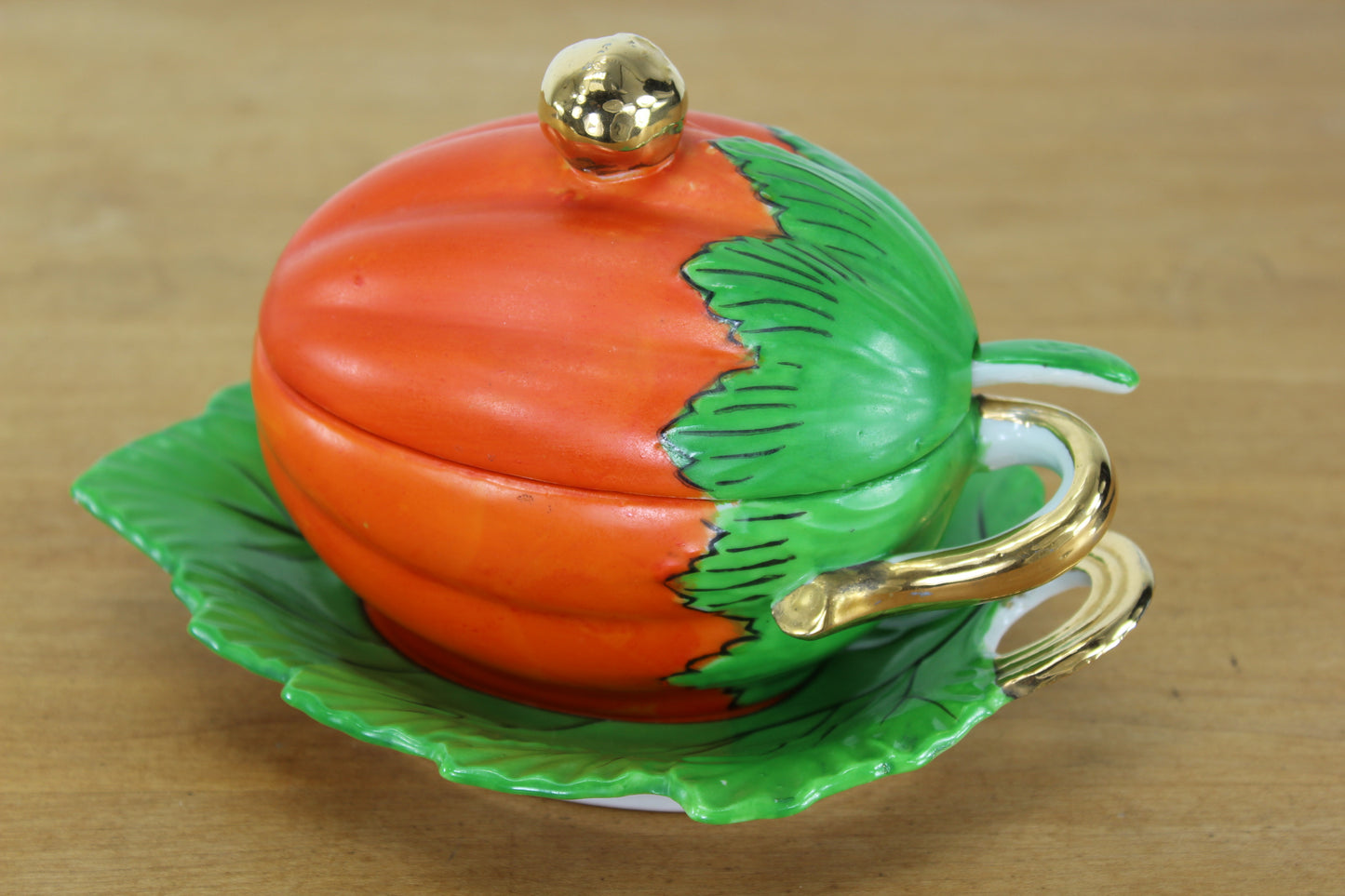 Lusterware Mayonnaise Sauce Set - Melon Shape Bowl Platter Server - Japan rare to find