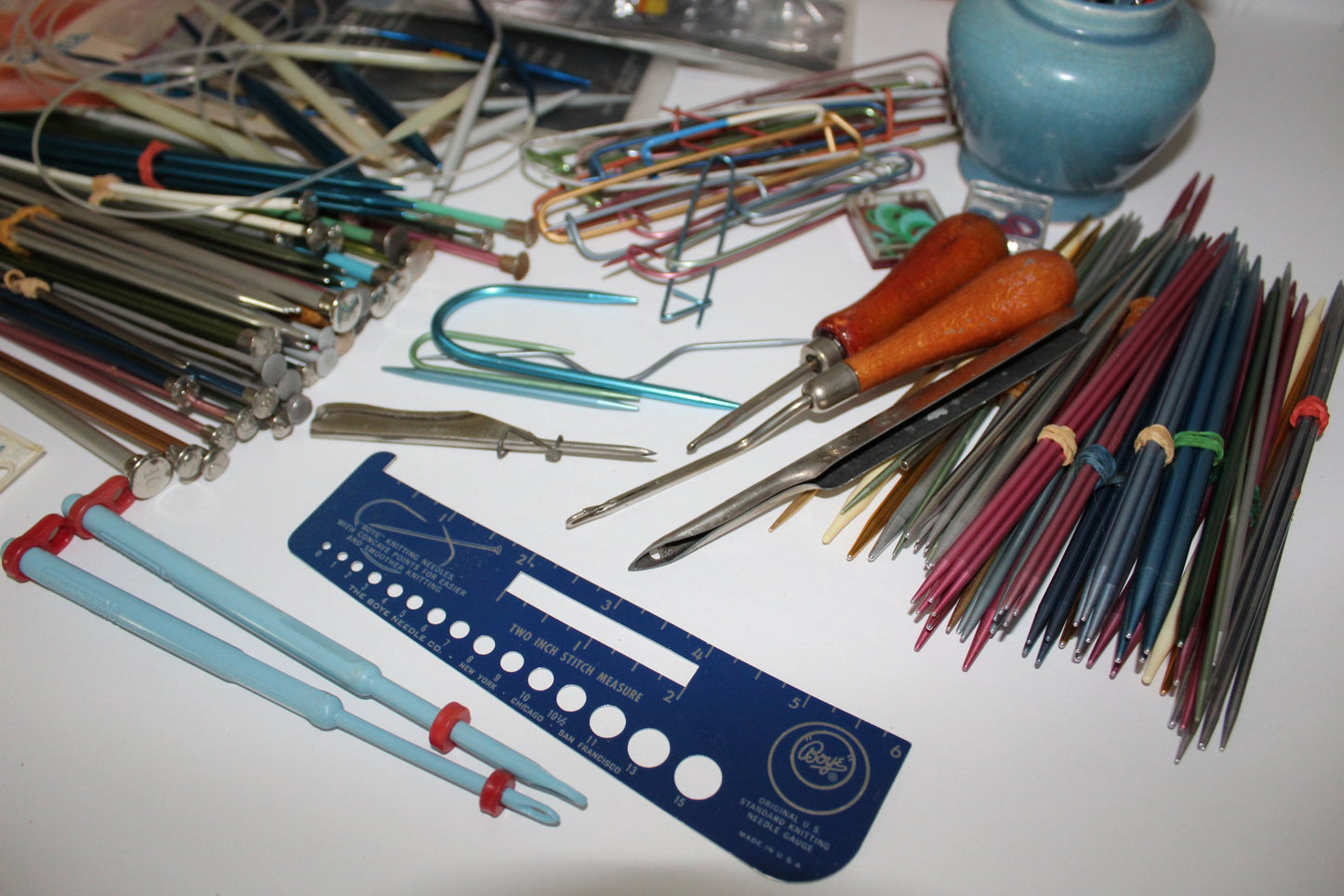 Huge Lot 300+ Pieces Knit Crochet Needles Circular DPNs Misc Tools Estate Collection wood
